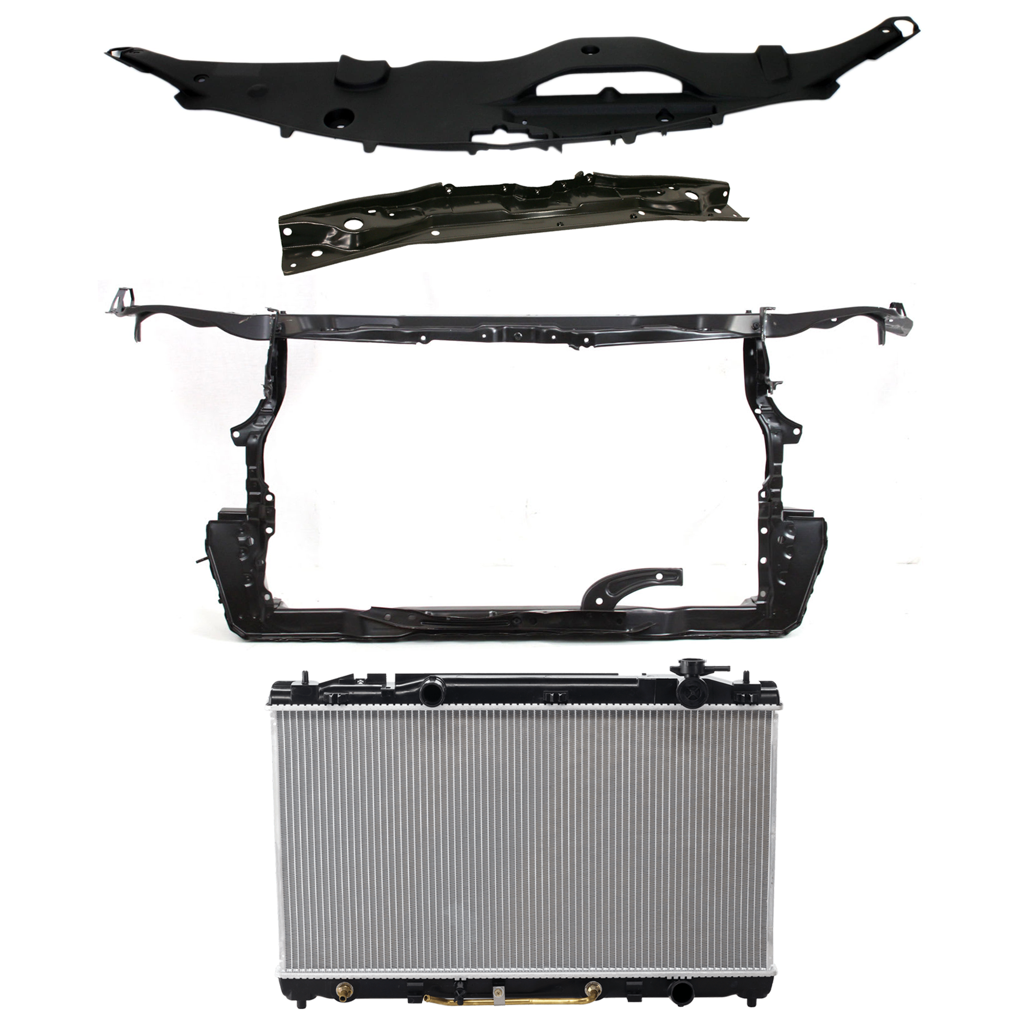 AM CAMRY 07-09 RADIATOR 4 pc Kit 4 Cyl 2.4L Eng. Plastic Tank with Radiator Support and Radiator Support Cover Japan Built Vehicle SKU KIT 011725-168 Partslink TO3010312 TO1225256 TO1225265 TO1207102 OEM 164000H210-5321606080-53201331