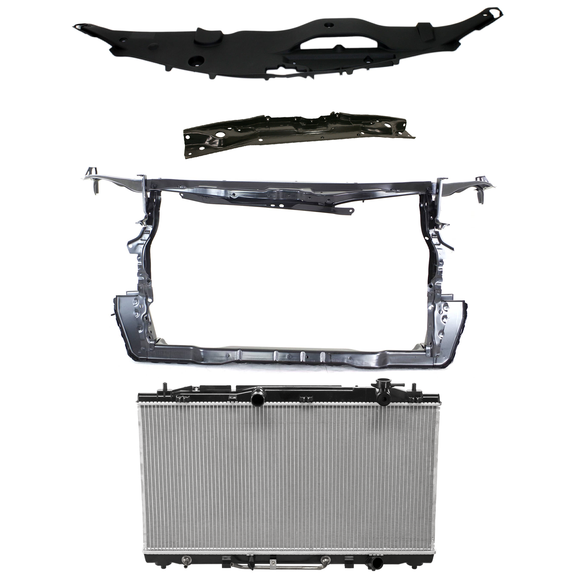 AM CAMRY 07-11 RADIATOR 4 pc Kit 6 Cyl 3.5L Eng. Plastic Tank with Radiator Support and Radiator Support Cover Exc. Hybrid Models USA Built Vehicle SKU KIT 011725-170 Partslink TO3010300 TO1225256 TO1225259 TO1207102 OEM 16400AD010-5321606080-53210060
