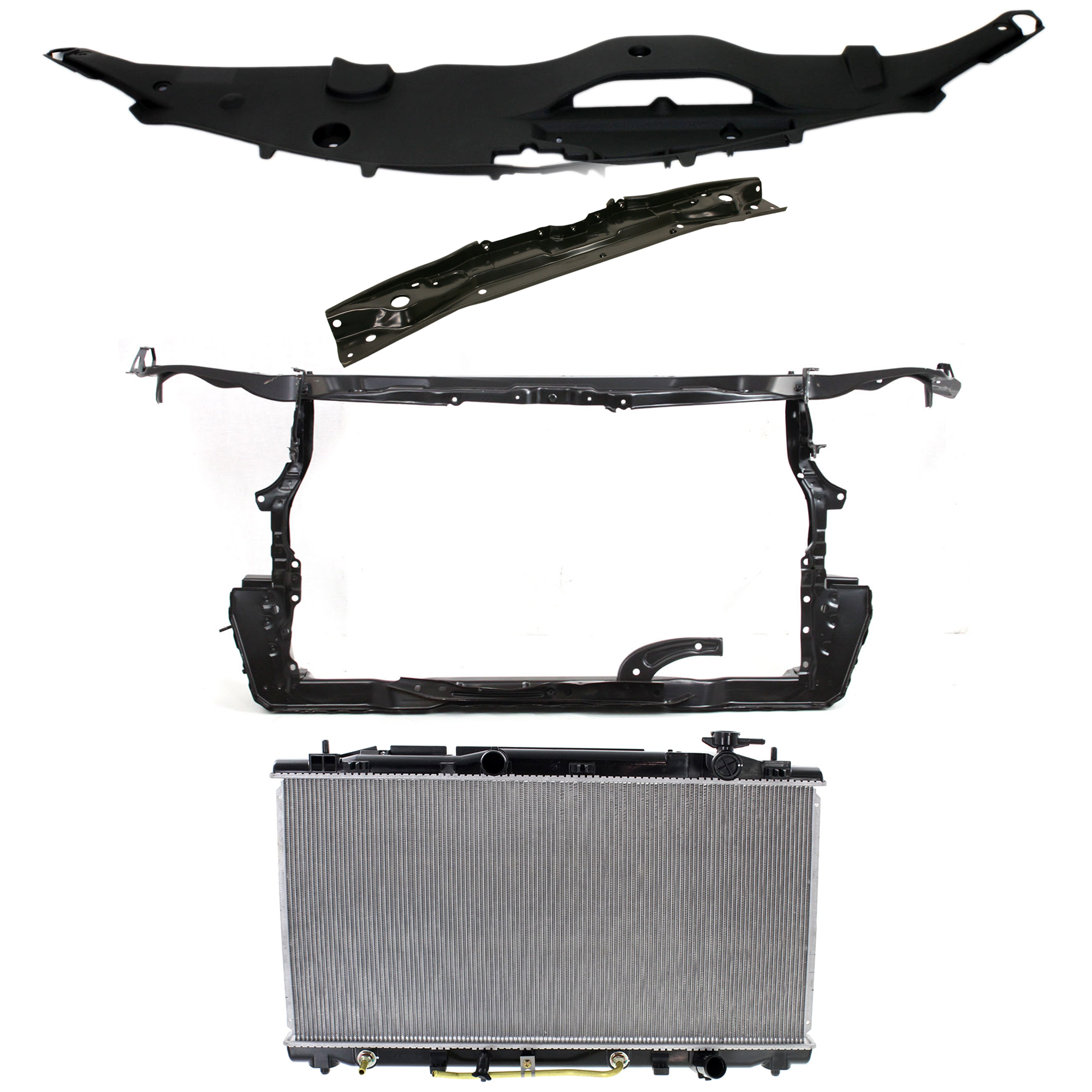 AM CAMRY 07-11 RADIATOR 4 pc Kit 6 Cyl 3.5L Eng. Plastic Tank with Radiator Support and Radiator Support Cover Japan Built Vehicle SKU KIT 011725-171 Partslink TO3010318 TO1225256 TO1225265 TO1207102 OEM 1640031520-5321606080-53201331