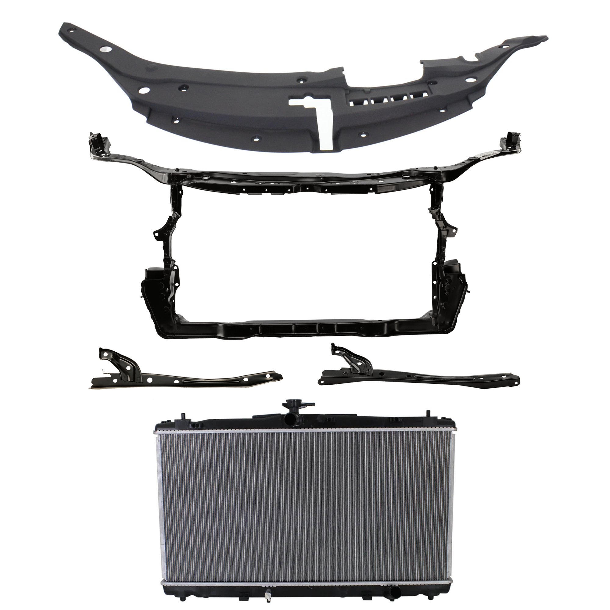 AM CAMRY 15-17 RADIATOR SUPPORT RADIATOR KIT 4 pc Kit with Radiator Support Cover SKU KIT 011725-173 Partslink TO3010338 TO3010339 TO1233125 TO1225328 TO1224103 OEM 164000V110-164000P350-53208061