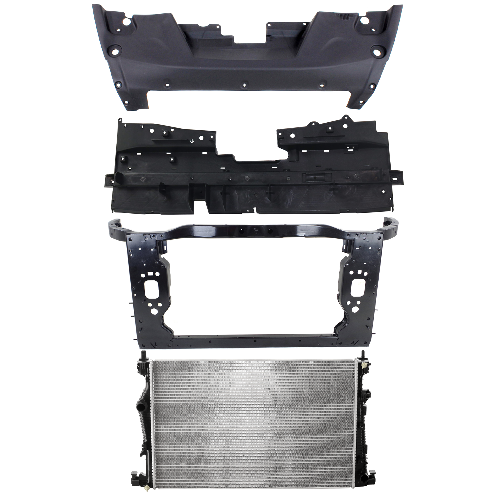 AM CHEROKEE 14-18 RADIATOR SUPPORT RADIATOR KIT 4 pc Kit 6 Cyl 3.2L Eng. Plastic Tank with Radiator Support Cover SKU KIT 011725-175 Partslink CH3010363 CH3010371 CH1224109 CH1225267 CH1224104 OEM 68229284AB 68197299AC 68161379