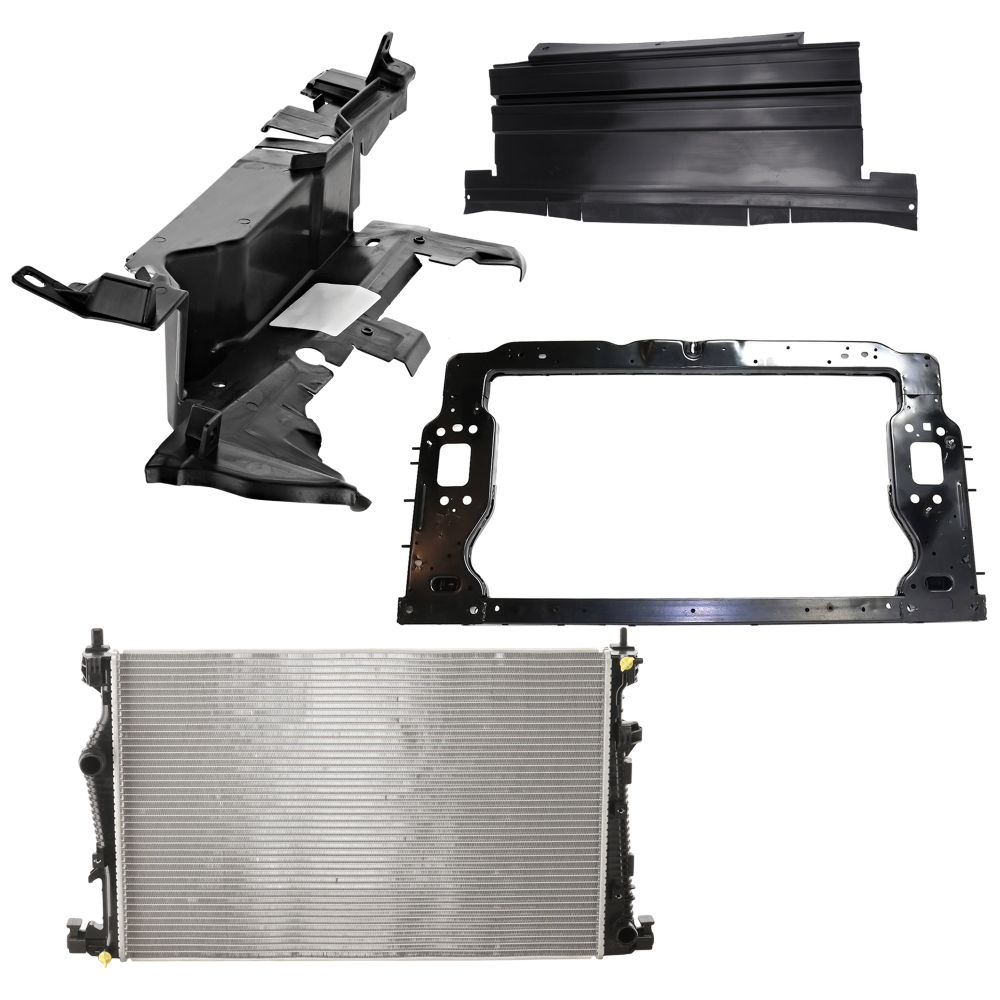 AM CHRYSLER 200-15-17 RADIATOR SUPPORT RADIATOR KIT 4 pc Kit 4 Cyl 2.4L Eng. Plastic Tank with Radiator Support Cover SKU KIT 011725-178 Partslink CH3010363 CH3010371 CH1218109 CH1225283 CH1218110 OEM 68229284AB 68197299AC 68381754