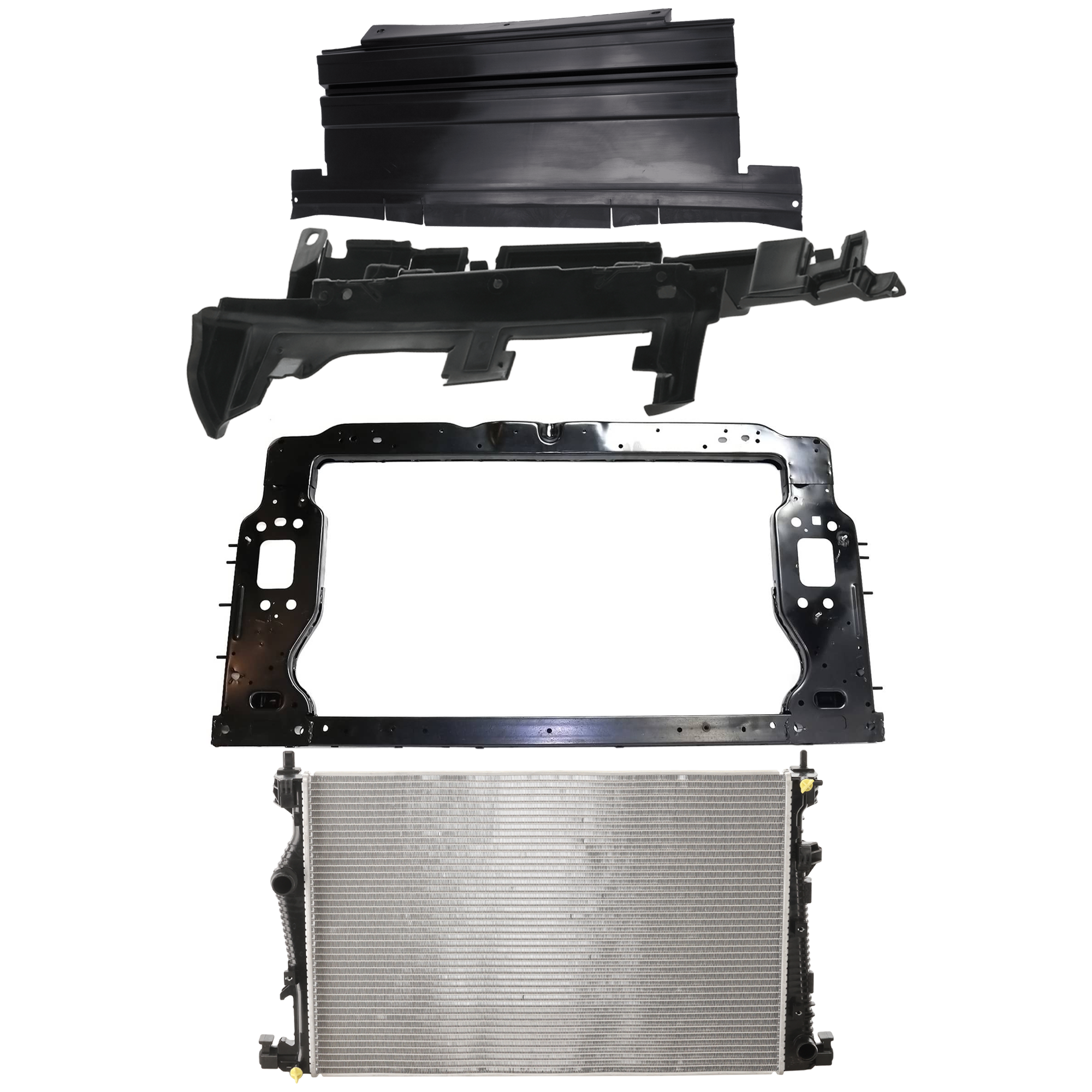 AM CHRYSLER 200-15-17 RADIATOR SUPPORT RADIATOR KIT 4 pc Kit 6 Cyl 3.6L Eng. Plastic Tank with Radiator Support Cover SKU KIT 011725-179 Partslink CH3010363 CH3010371 CH1218112 CH1225283 CH1218110 OEM 68229284AB 68197299AC 68381755