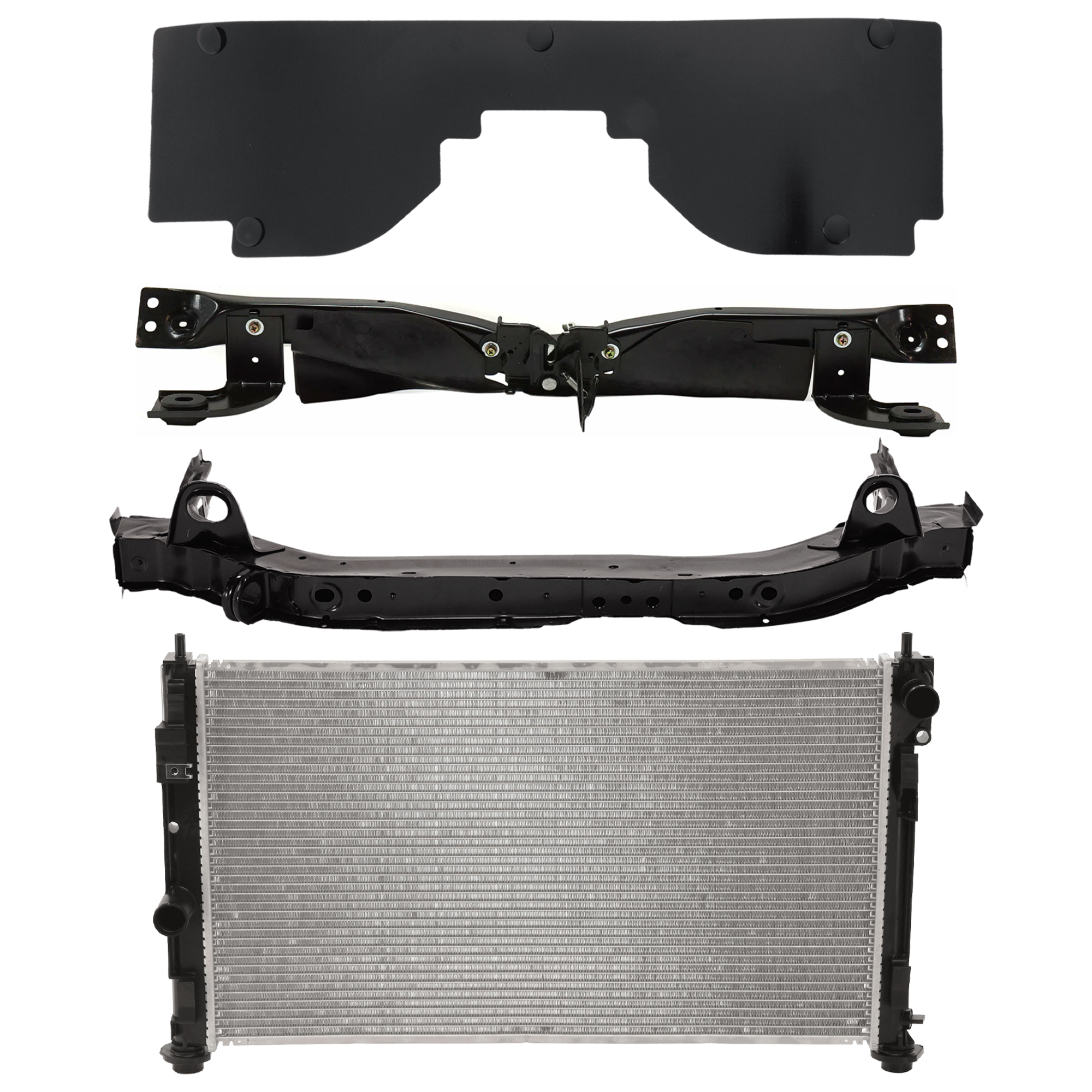 AM COMPASS 11-17 RADIATOR SUPPORT RADIATOR KIT 4 pc Kit 4 Cyl Plastic Tank with Radiator Support Cover SKU KIT 011725-181 Partslink CH3010341 CH3010339 CH1225228 CH1225226 CH1218134 OEM 68004049AB 5115244AG 5115244AE