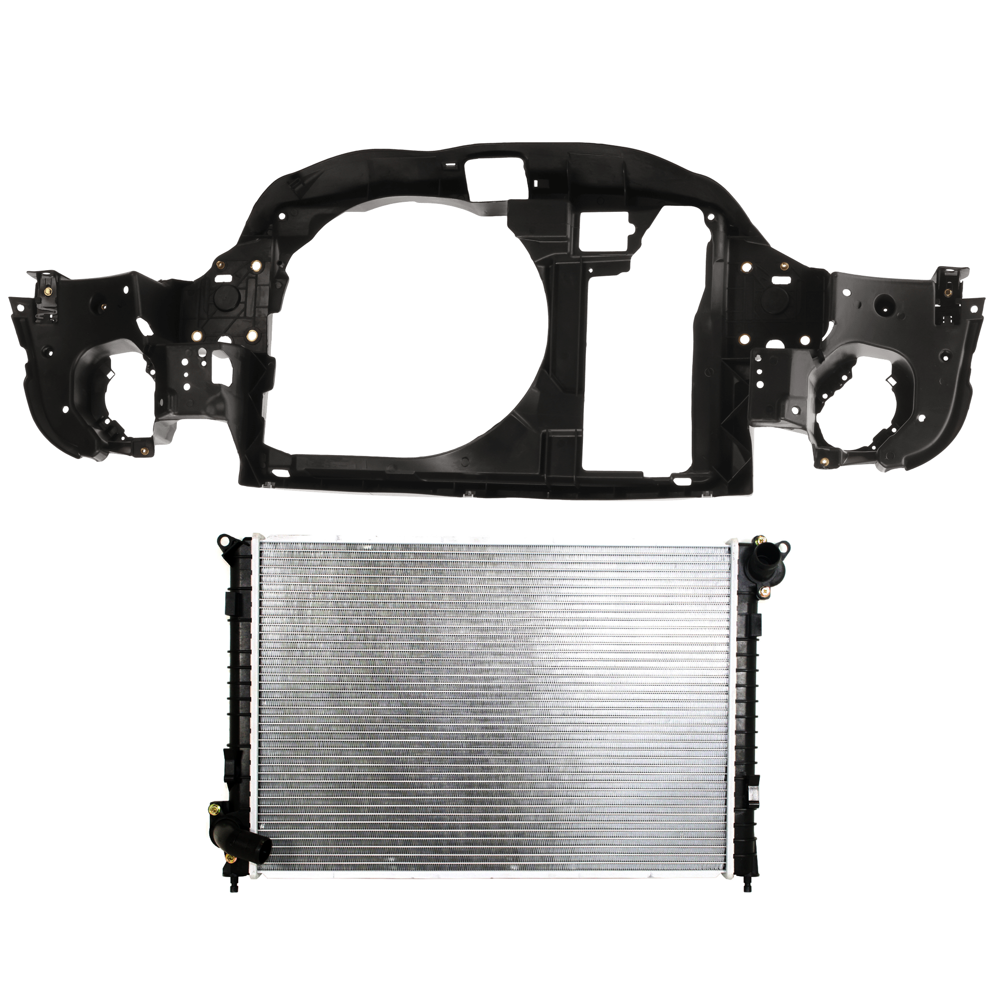 AM COOPER 02-08 RADIATOR 2 pc kit 4 Cyl 1.6L Eng. Plastic Tank SKU KIT 011725-76 Partslink MC3010101 MC1225101 OEM 17117570821-51647200799