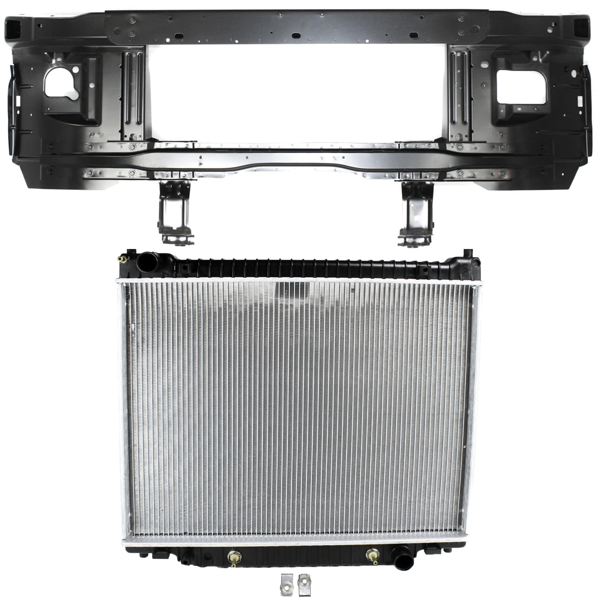 AM E 150 ECONOLINE E 250 ECONOLINE 97-02 RADIATOR 2 pc kit SKU KIT 011725-99 Partslink FO3010171 FO1225192 OEM 6C2Z8005BA 4C2Z16138AA