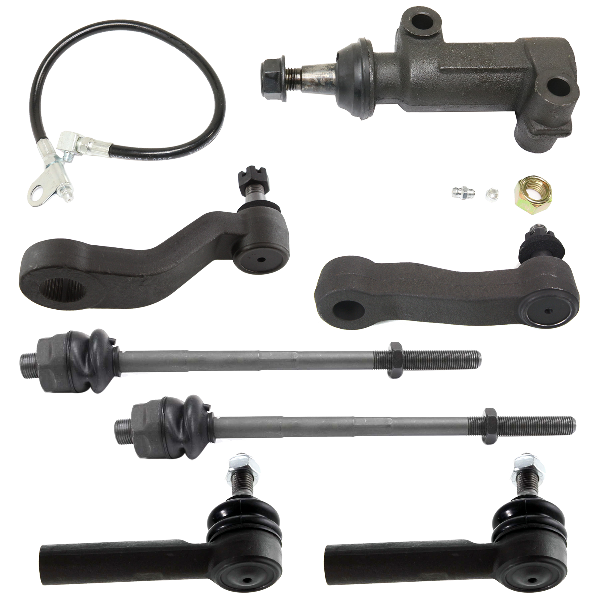 AM SUBURBAN 2500 YUKON XL 2500-01-12 FRONT SUSPENSION KIT 7 pc kit with Idler Arm Idler Arm Bracket Pitman Arm and Tie Rod Ends SKU KIT 011824-03 OEM 190164-2683715-4501121-1247138