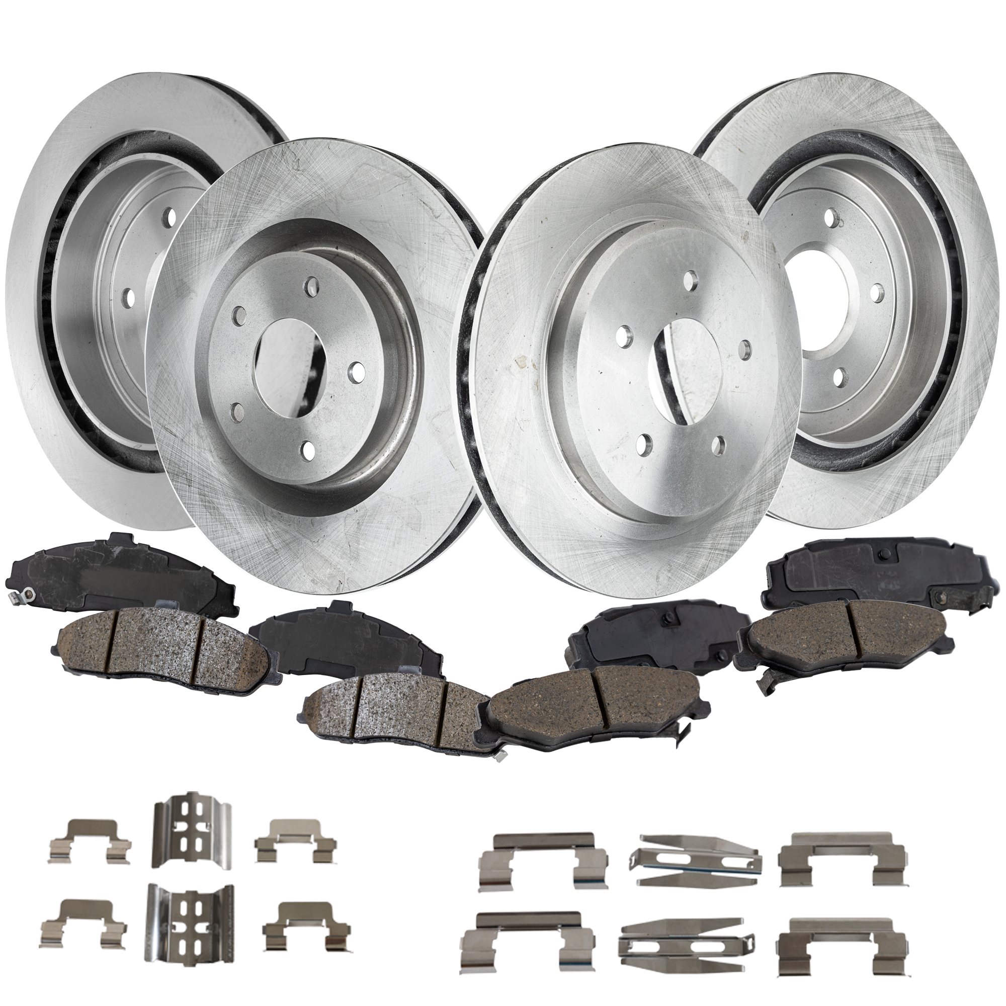 AM CORVETTE 05-13 FRONT AND REAR BRAKE DISC AND PAD KIT 8 pc kit Plain Surface SKU KIT 011923-04 OEM 10262998-10445858-10262997-889