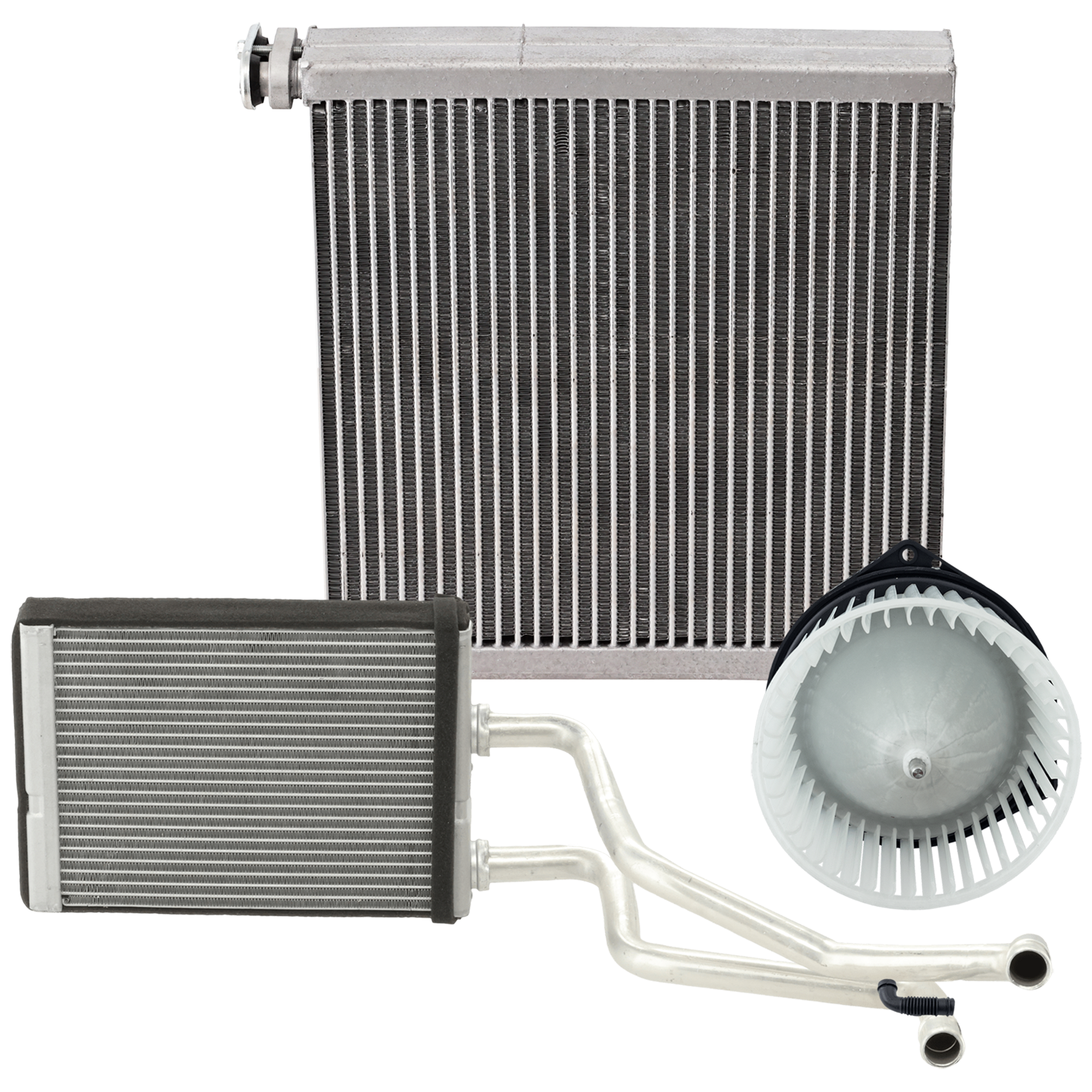AM NV SERIES FULL SIZE VAN 12-21 BLOWER MOTOR 3 pc Kit Front includes A C Evaporator and Heater Core SKU KIT 011926-02 OEM 272201PA1B 272801PA5A 271401PA