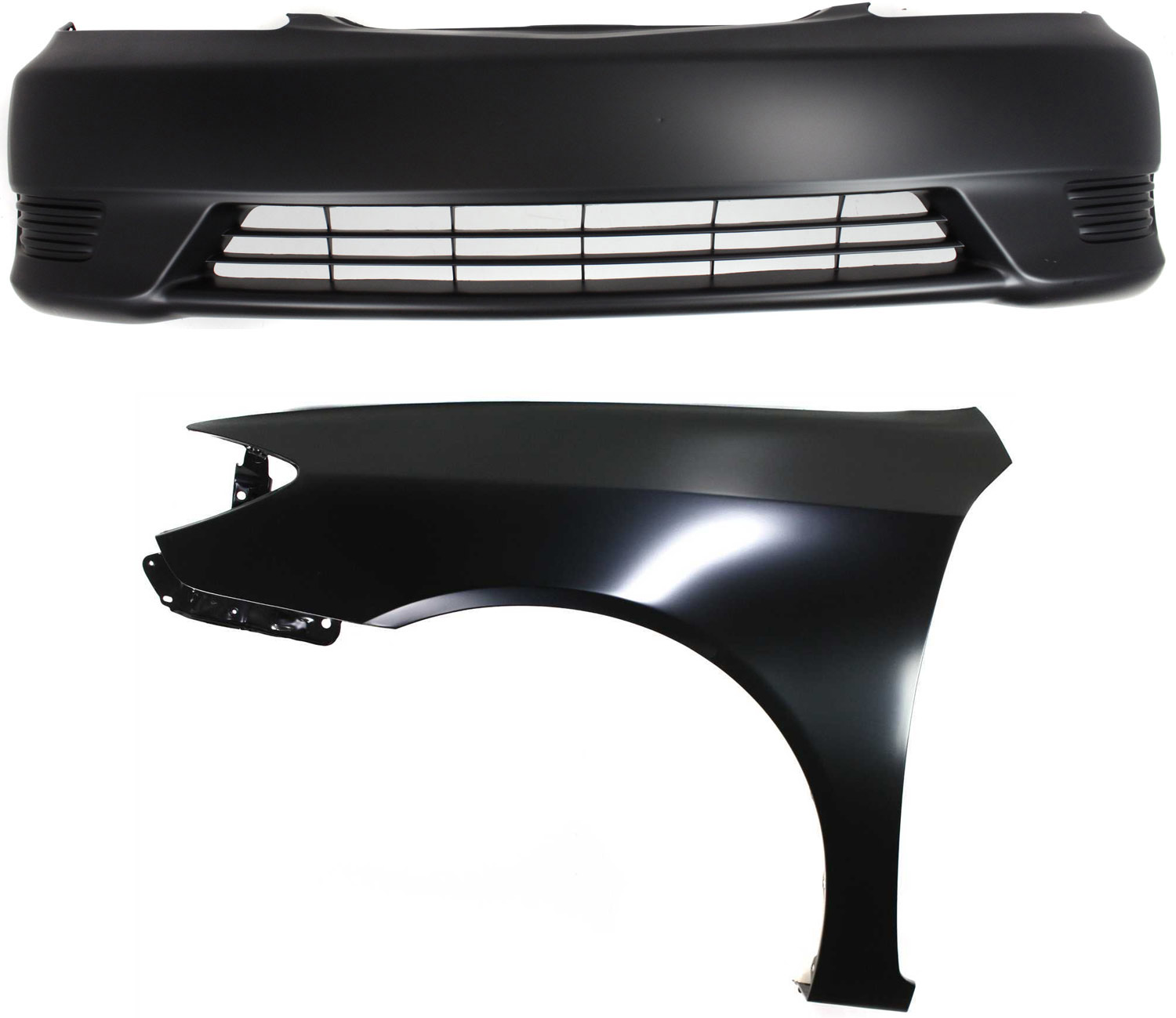 AM CAMRY 05-06 FRONT BUMPER COVER 2 pc Kit Primed with Fender SKU KIT 012118-103 Partslink TO1000284 TO1240184 OEM 5211906909-53802AA020