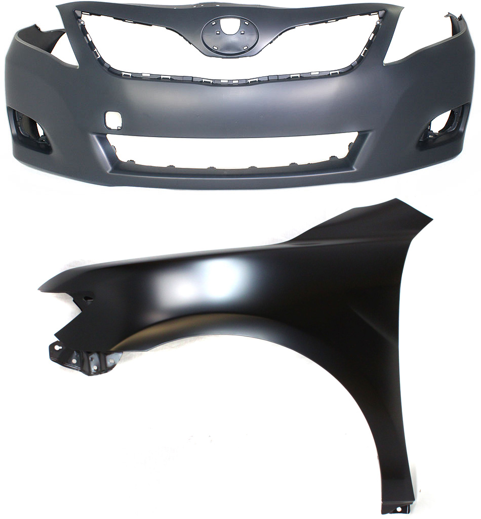 AM CAMRY 10-11 FRONT BUMPER COVER 2 pc Kit Primed with Fender Japan Built Vehicle CAPA SKU KIT 012118-121 Partslink TO1000357C TO1240211C OEM 5211933966-5380206120