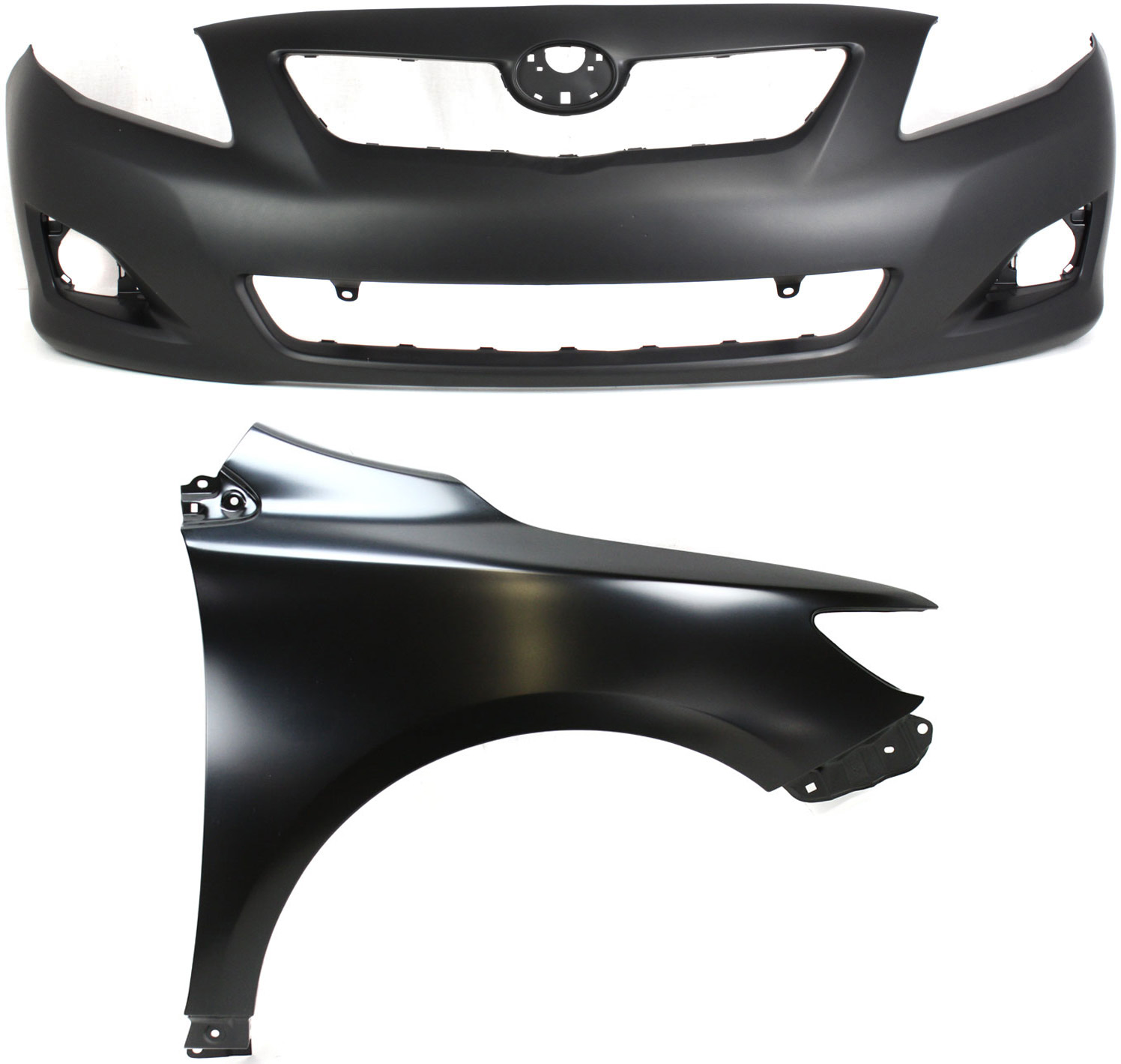 AM COROLLA 09-10 FRONT BUMPER COVER 2 pc Kit Primed with Fender RH Japan Built Vehicle CAPA SKU KIT 012118-135 Partslink TO1000343C TO1241224C OEM 5211902990-5380112A70