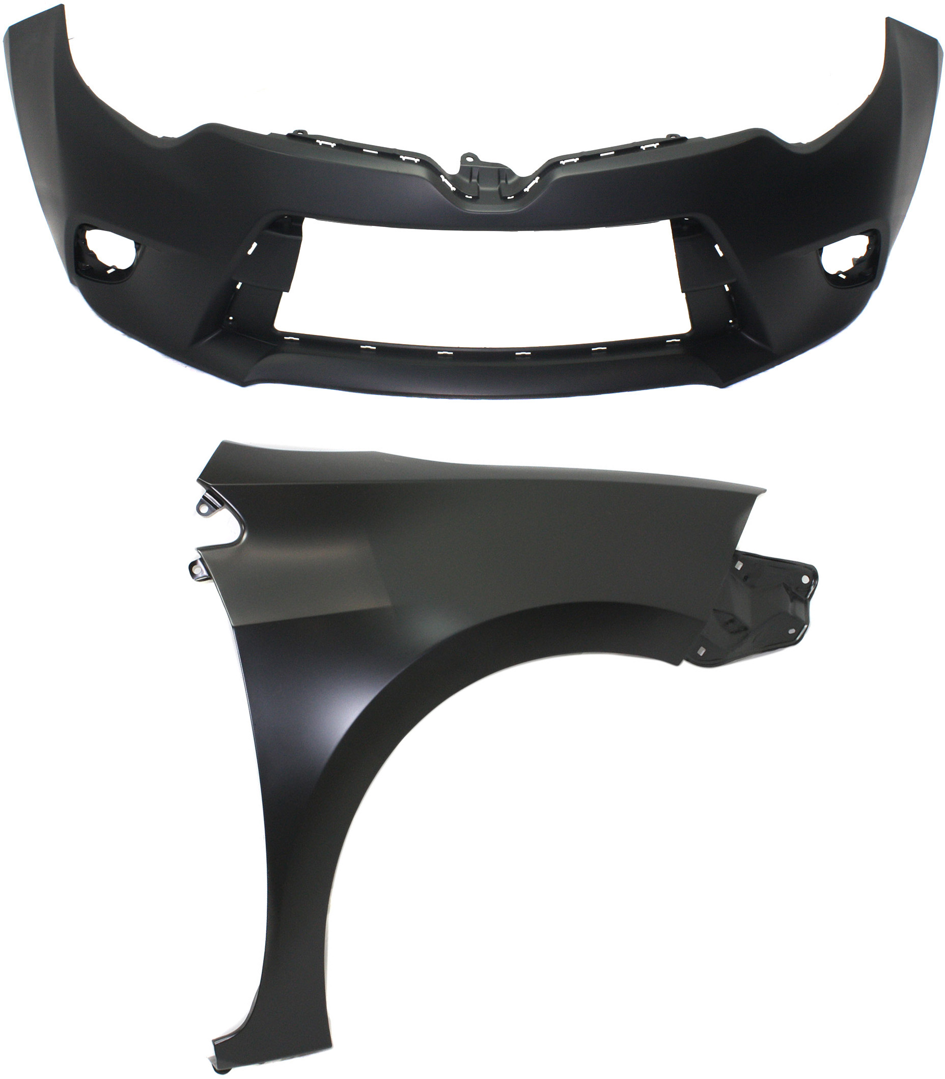 AM COROLLA 14-16 FRONT BUMPER COVER 2 pc Kit Primed with Fender CE L LE LE Eco 14-14 Models CAPA SKU KIT 012118-137 Partslink TO1000399C TO1241248C OEM 5211903904-5380102180