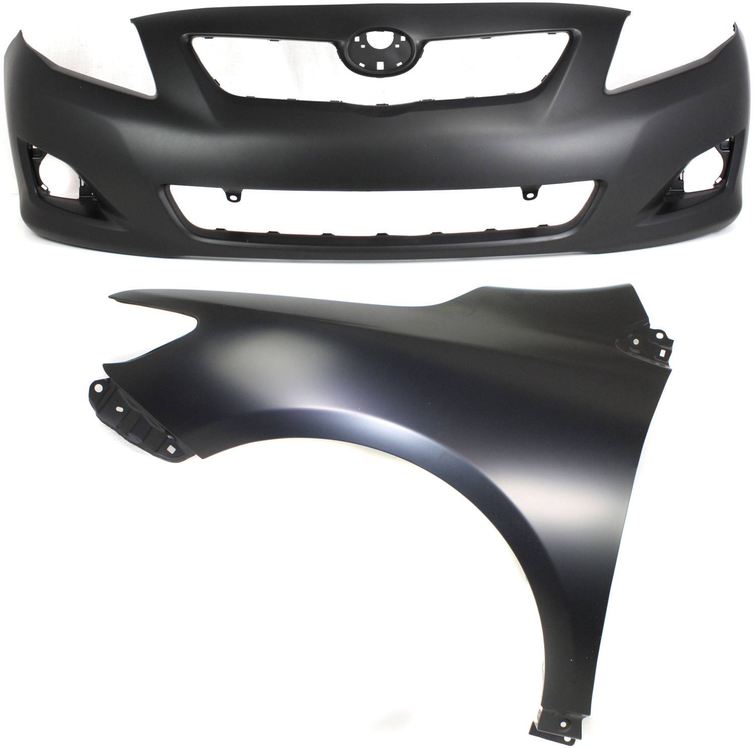 AM COROLLA 09-10 FRONT BUMPER COVER 2 pc Kit Primed with Fender LH Japan Built Vehicle CAPA SKU KIT 012118-148 Partslink TO1000343C TO1240224C OEM 5211902990-5380212A70