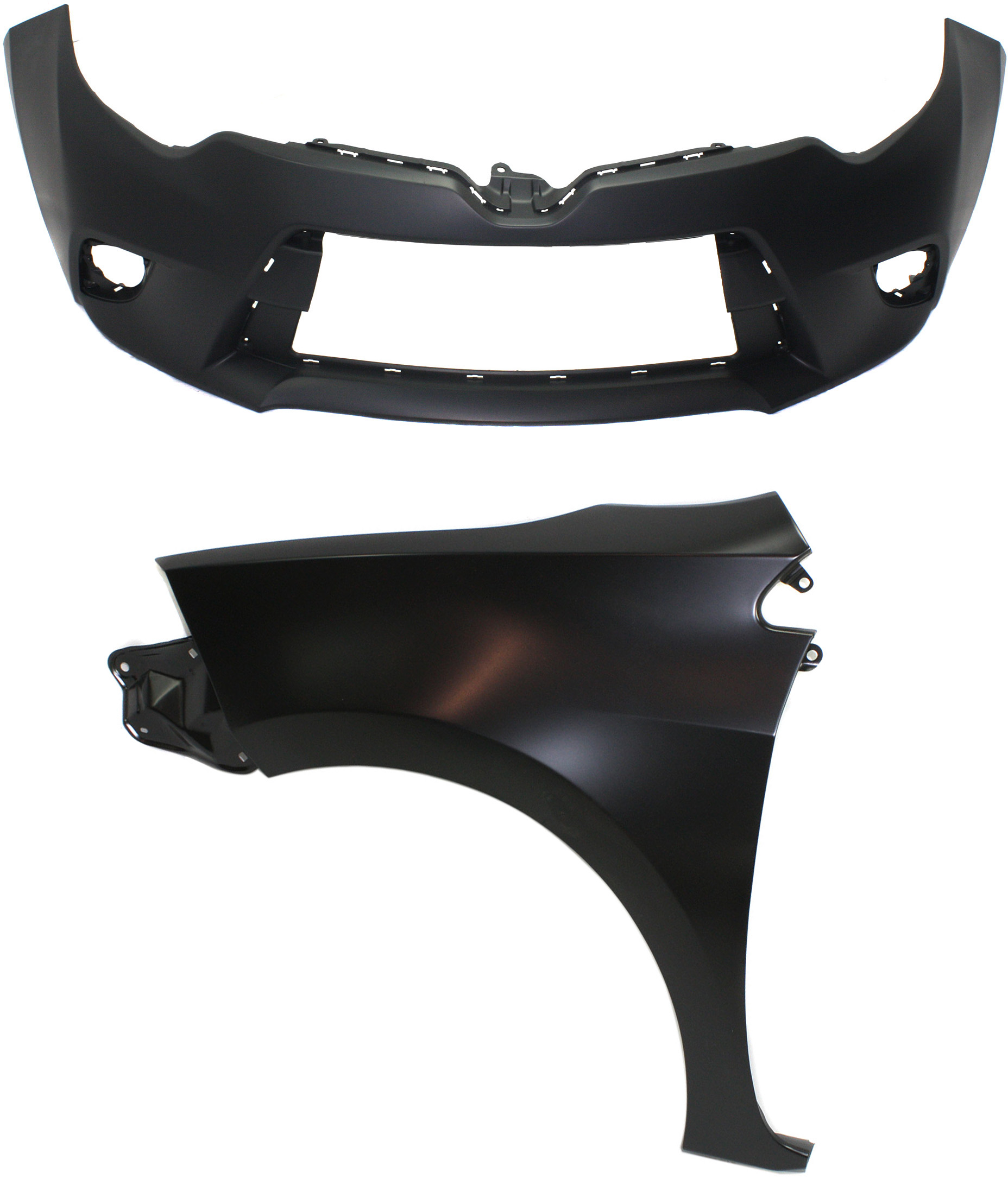 AM COROLLA 14-16 FRONT BUMPER COVER 2 pc Kit Primed with Fender CE L LE LE Eco 14-14 Models CAPA SKU KIT 012118-150 Partslink TO1000399C TO1240248C OEM 5211903904-5380202170