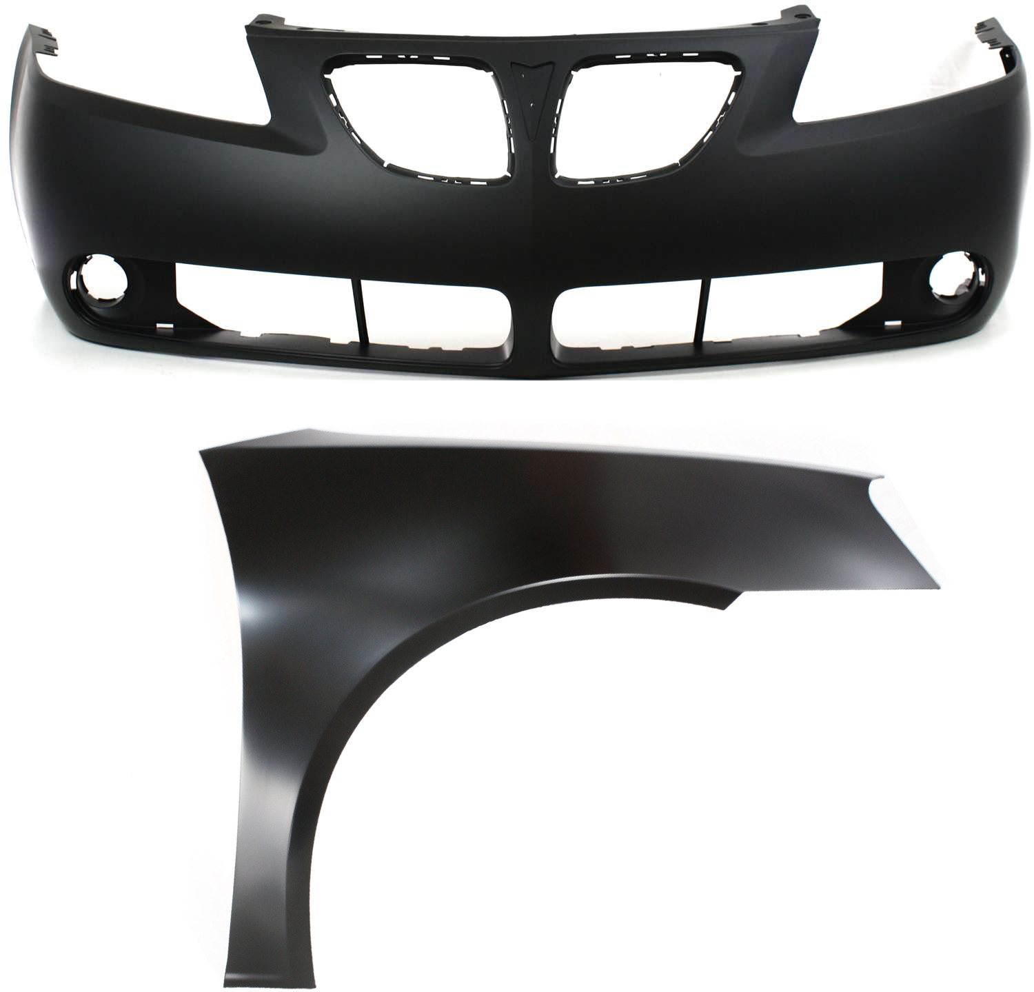 AM G65-09 FRONT BUMPER COVER 2 pc Kit Primed with Fender without Sport Package SKU KIT 012118-39 Partslink GM1000731 GM1241321 OEM 19151158-15882266