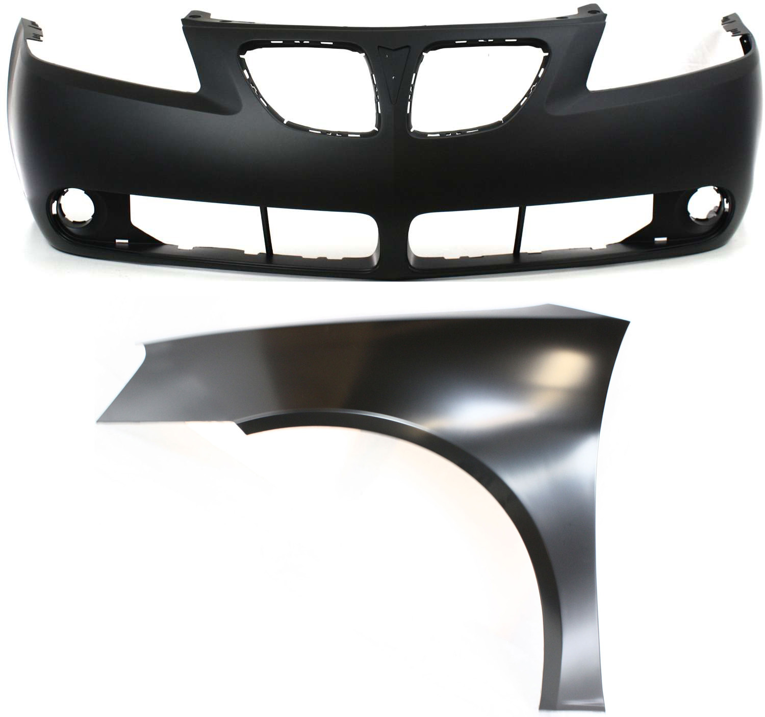 AM G65-09 FRONT BUMPER COVER 2 pc Kit Primed with Fender without Sport Package SKU KIT 012118-41 Partslink GM1000731 GM1240321 OEM 19151158-15882267