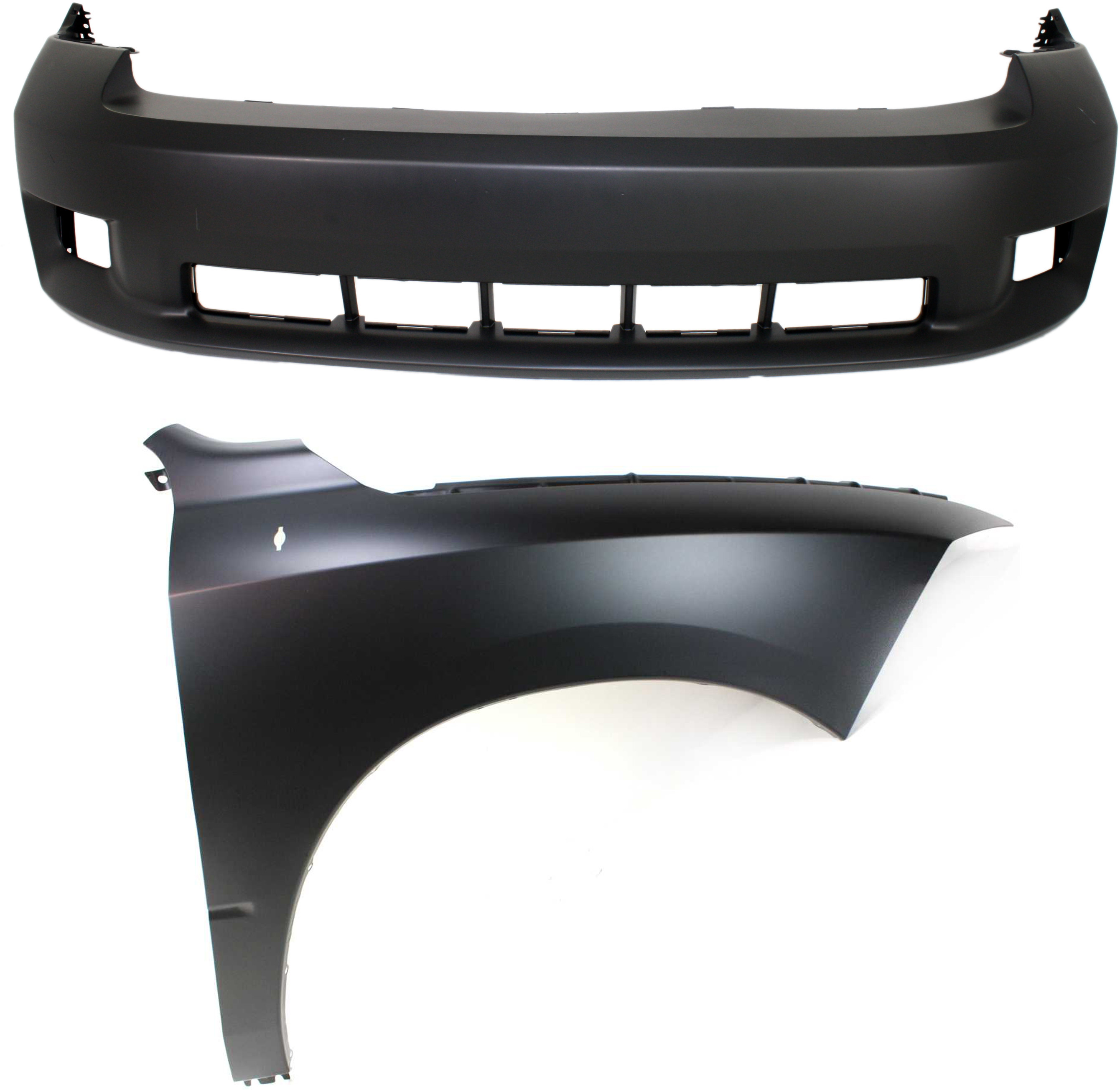 AM RAM 1500-11-12 FRONT BUMPER COVER Primed 2 pc Kit with Fender SKU KIT 012118-43 Partslink CH1000973 CH1241269 OEM 1JS52TZZAA 68054338AJ 68054338