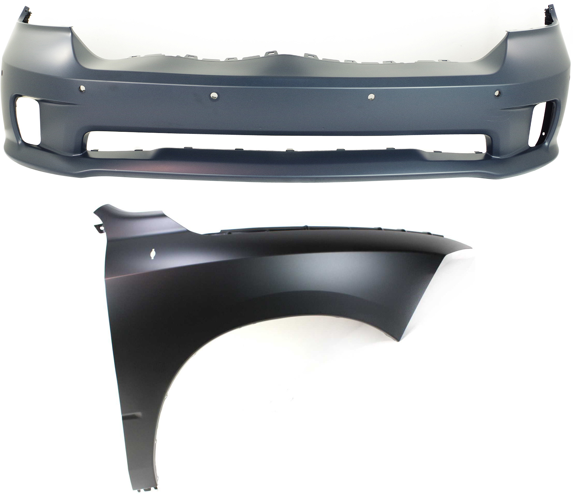AM RAM 1500-14-18-1500 CLASSIC 19-22 FRONT BUMPER COVER Primed 2 pc Kit with Fender SKU KIT 012118-47 Partslink CH1000A12 CH1241269 OEM 68239435AA 68054338AJ 68054338