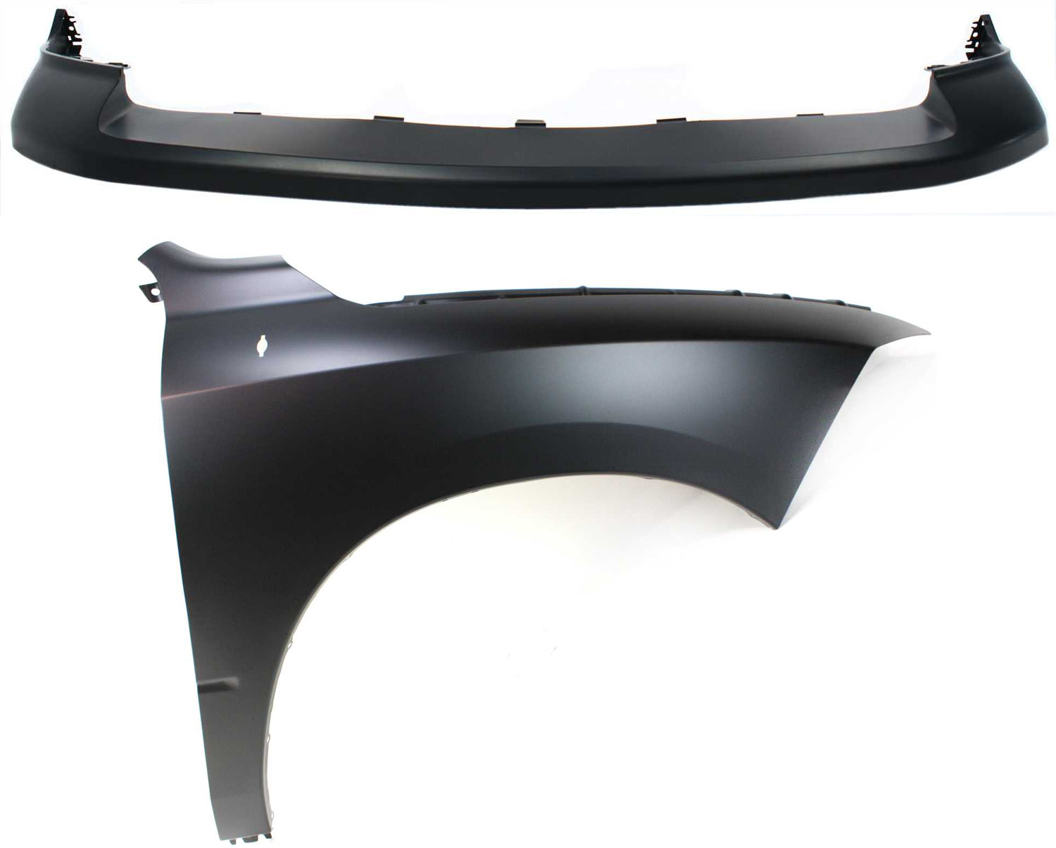 AM RAM FULL SIZE P U9-12 FRONT BUMPER COVER 2 pc Kit Primed with Fender without Sport Package CAPA SKU KIT 012118-50 Partslink CH1014101C CH1241269C OEM 1JL39TZZAA 68054338AJ 68054338