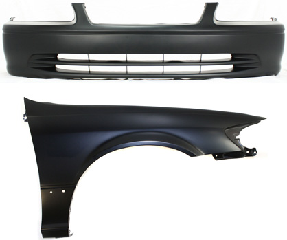 AM CAMRY0-01 FRONT BUMPER COVER 2 pc Kit Primed with Fender SKU KIT 012118-70 Partslink TO1000206 TO1241162 OEM 52119AA902-53811AA020