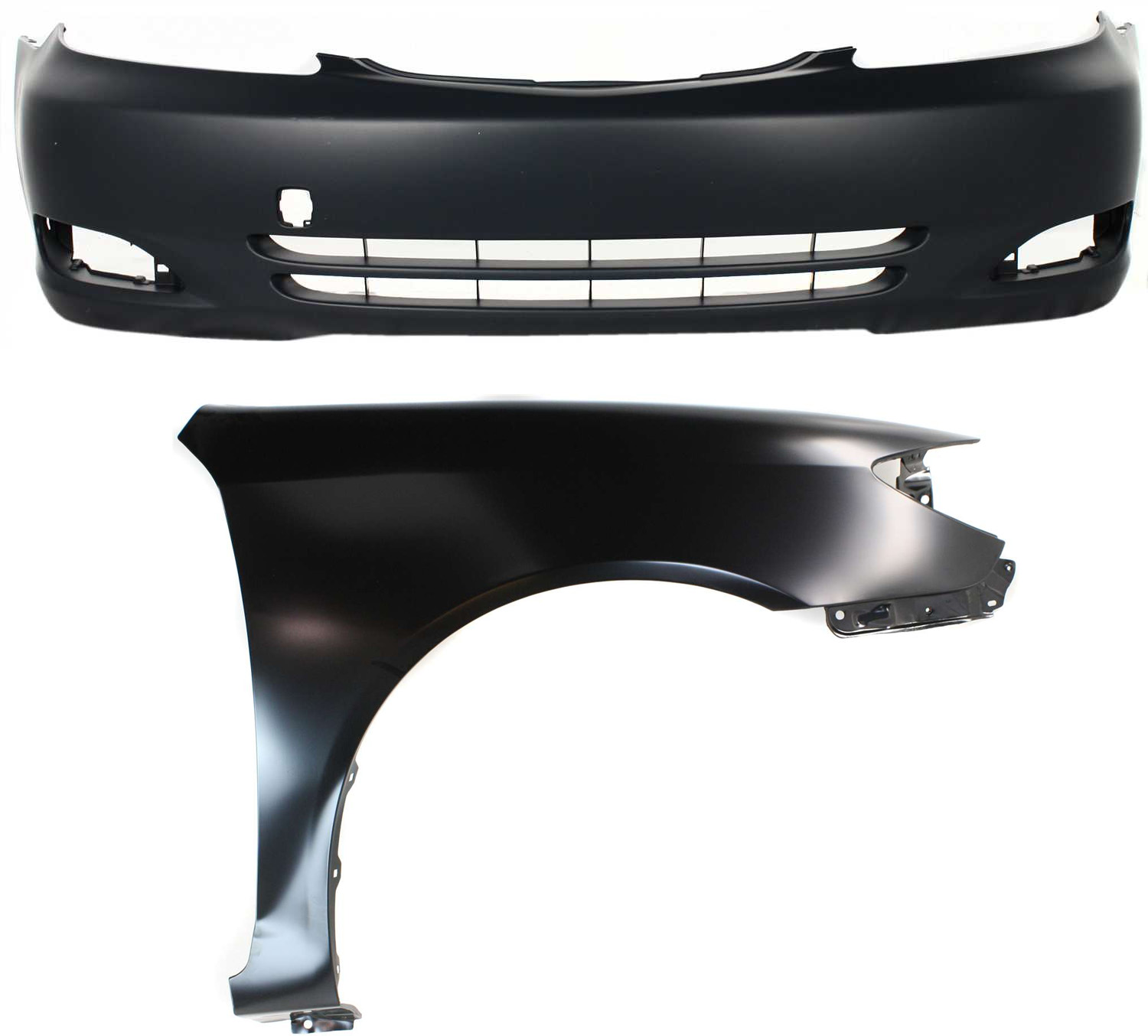 AM CAMRY2-04 FRONT BUMPER COVER 2 pc Kit Primed with Fender Japan Built Vehicle SKU KIT 012118-71 Partslink TO1000232 TO1241184 OEM 5211933924-53801AA020