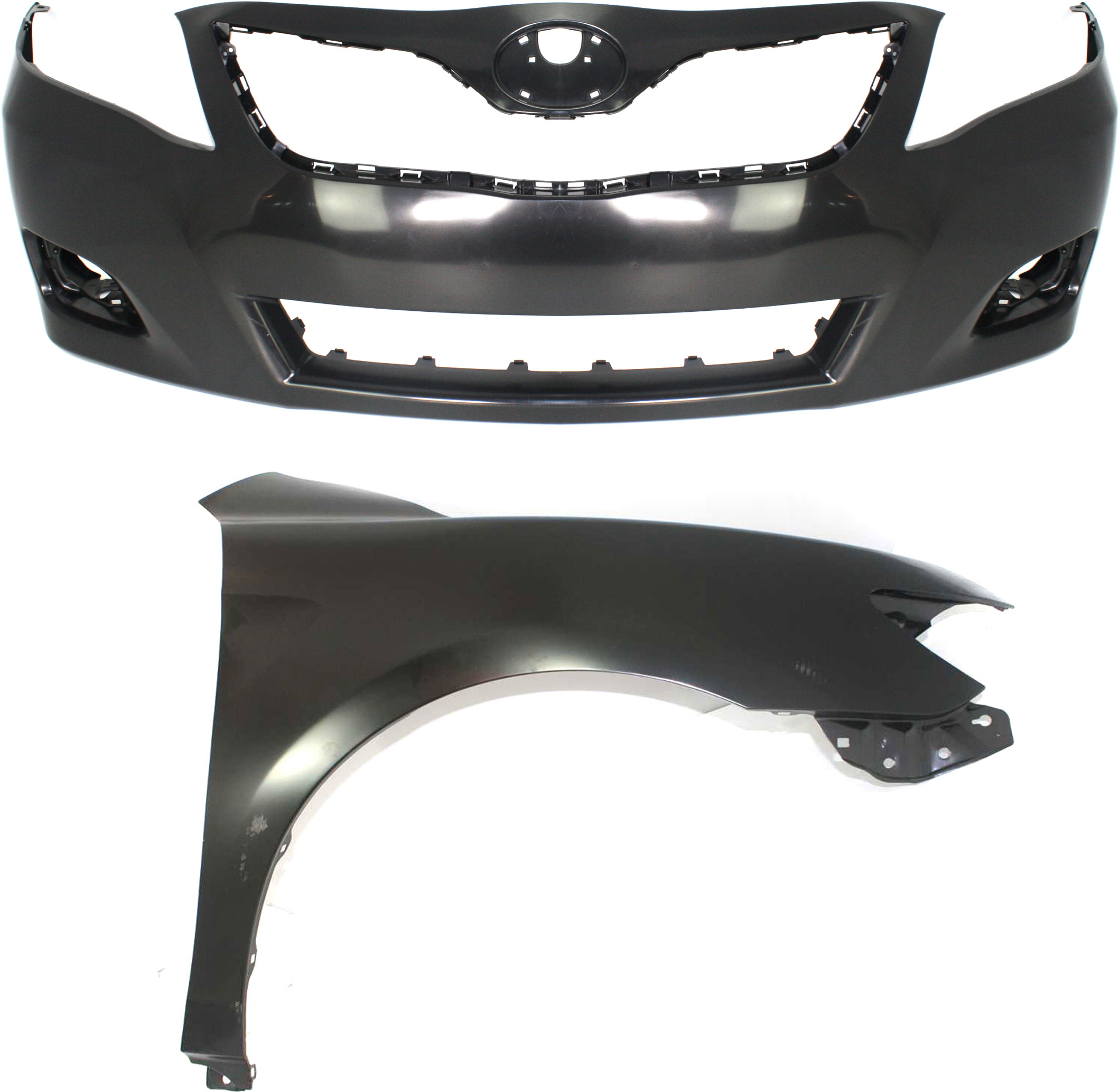 AM CAMRY 10-11 FRONT BUMPER COVER 2 pc Kit Primed with Fender USA Built Vehicle SKU KIT 012118-82 Partslink TO1000356 TO1241211 OEM 5211906958-5380106110