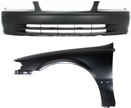 AM CAMRY0-01 FRONT BUMPER COVER 2 pc Kit Primed with Fender SKU KIT 012118-98 Partslink TO1000206 TO1240162 OEM 52119AA902-53812AA020