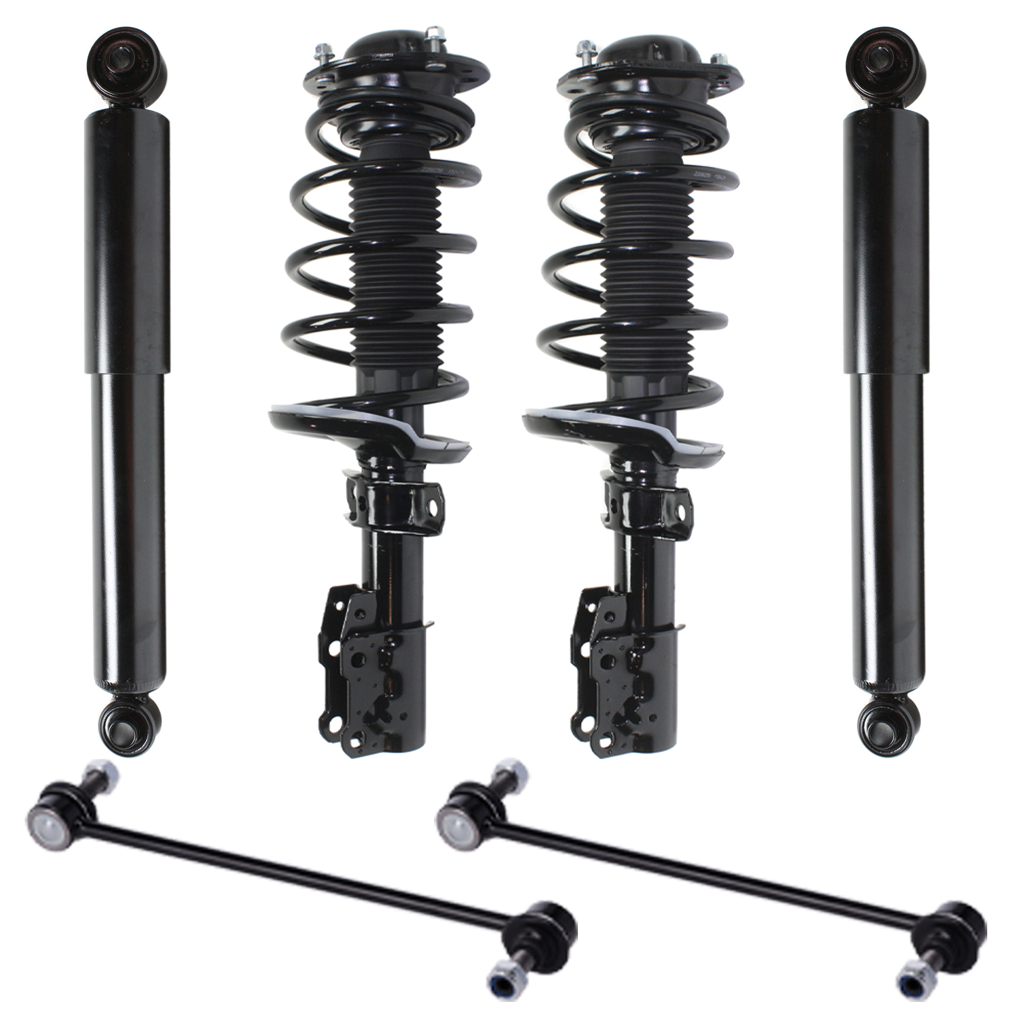 AM COBALT 05-10 G5-07-09 HHR 06-11 FRONT AND REAR SUSPENSION KIT RH AND LH 6 pc Kit with Loaded Struts Shock Absorbers and Sway Bar Links SKU KIT 012121-02-03 OEM 10368516-15806888-88964331-191