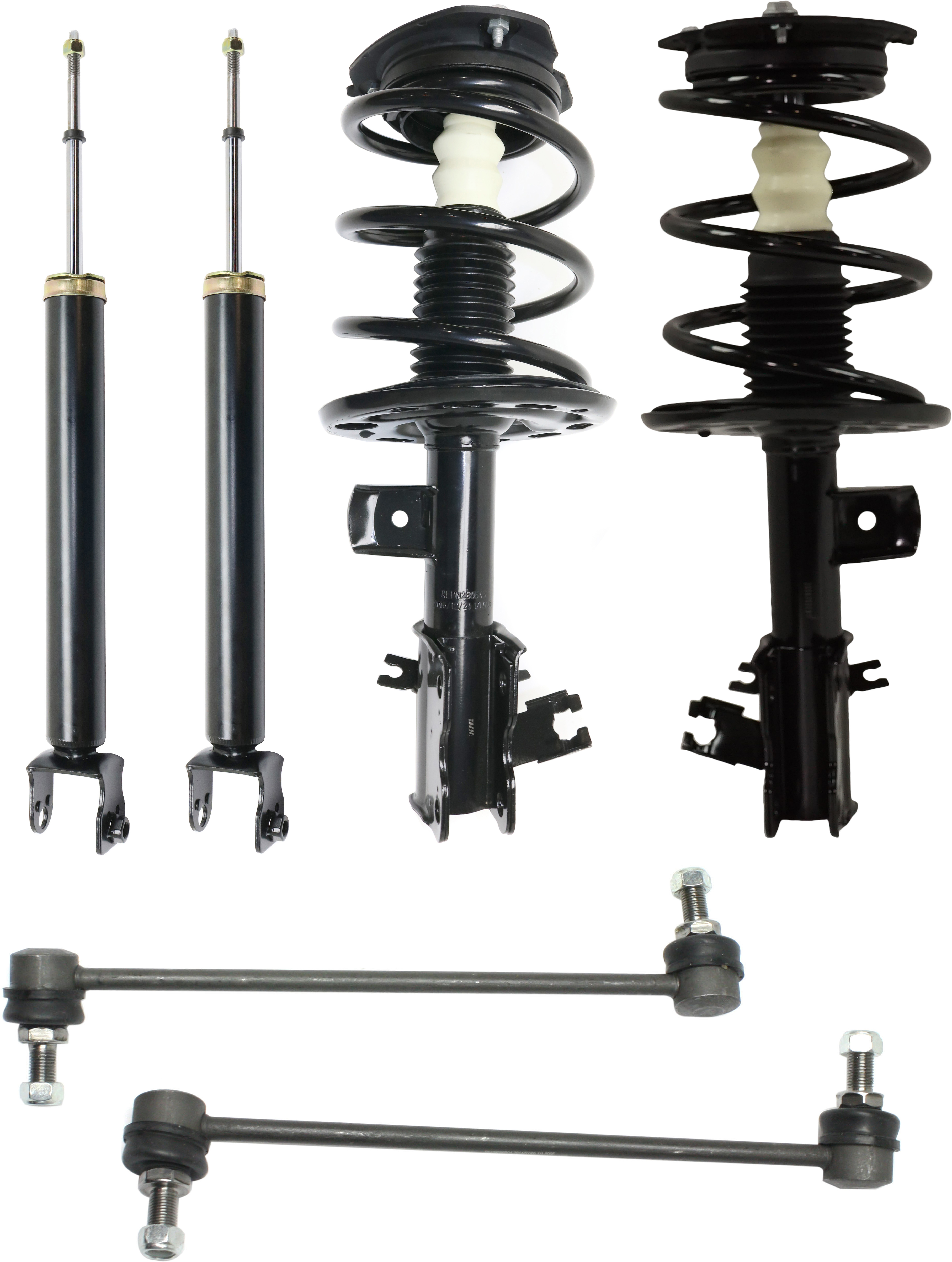 AM ALTIMA 07-13 FRONT SUSPENSION KIT RH AND LH 6 pc kit with Loaded Struts Shock Absorbers and Sway Bar Links SKU KIT 012121-02-15 OEM E4303JA02A E4303JA01B E4302JA0