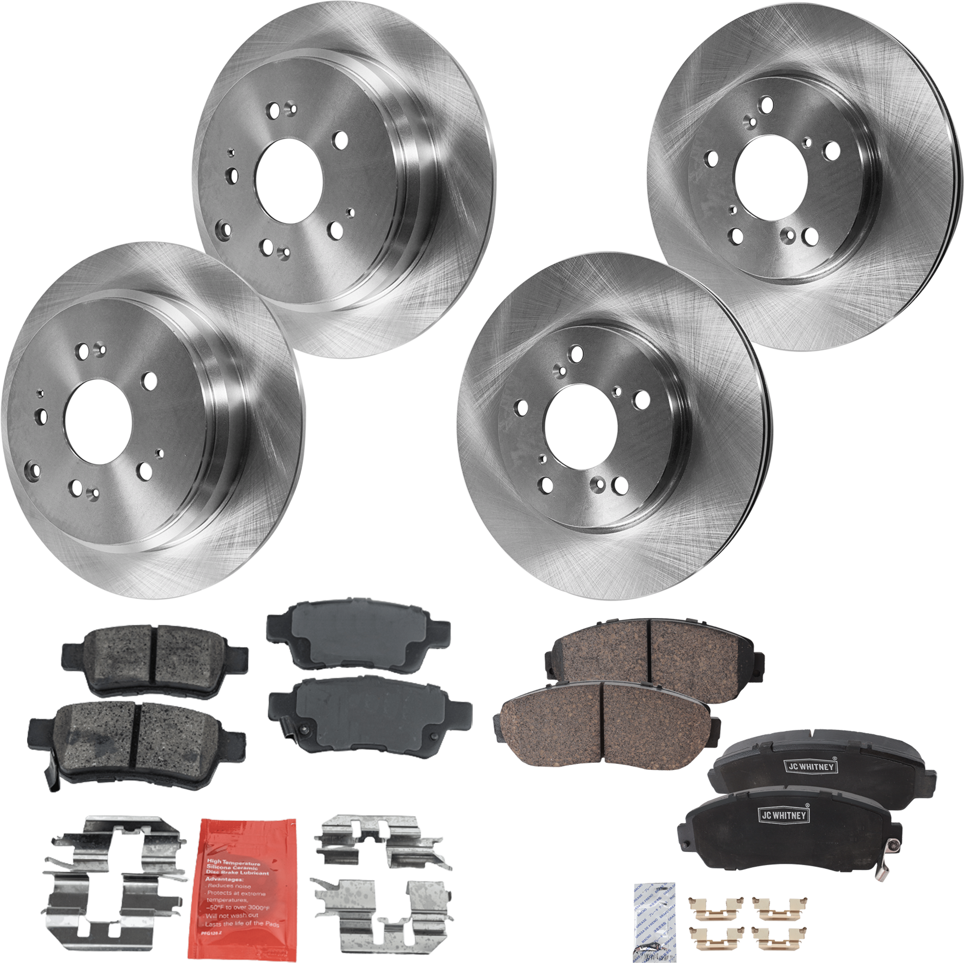 AM ODYSSEY 05-10 FRONT AND REAR BRAKE DISC AND PAD KIT 4 Wheel Set SKU KIT 012121-02-17 OEM 42510SHJA00-45251SHJA00-43022S