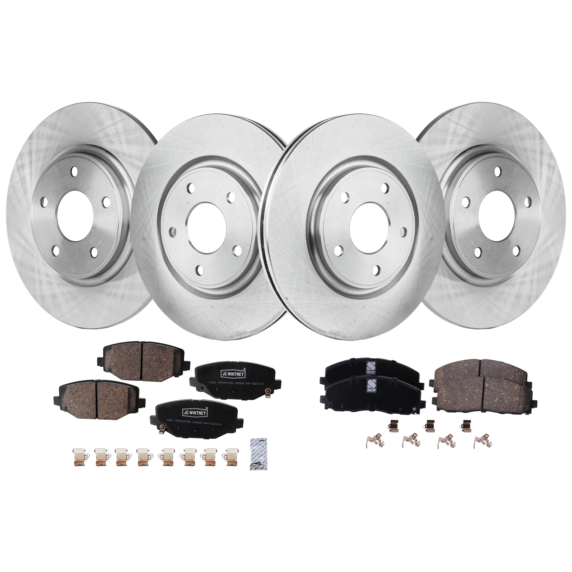 AM GRAND CARAVAN 12-20 FRONT AND REAR BRAKE DISC AND PAD KIT 8 pc Kit SKU KIT 012121-02-20 OEM 43179-53068-780964-850313-6004