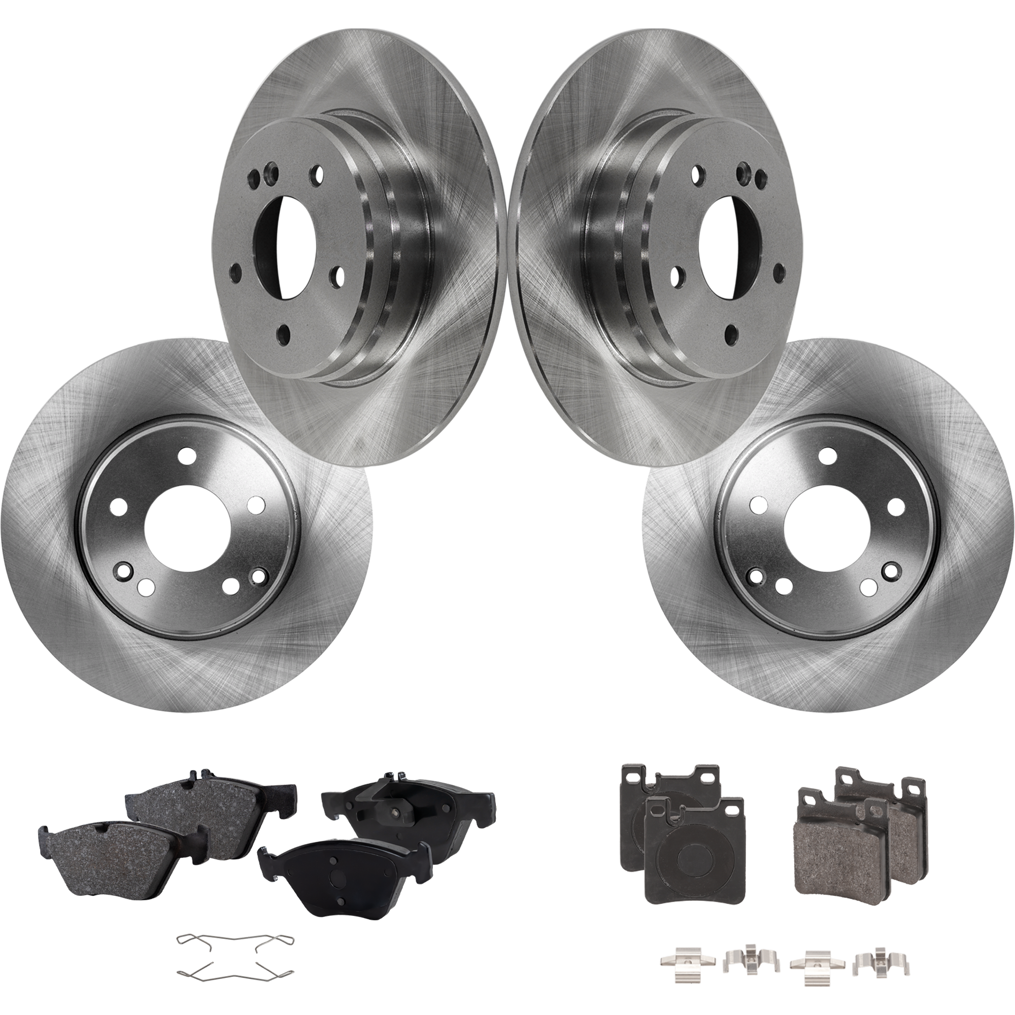 AM E300-98-99 E320-96-99 E420-97-97 FRONT AND REAR BRAKE DISC AND PAD KIT 4 Wheel Set 4Matic Base Models SKU KIT 012123-08 OEM 34101-96767-145494-0832792-600