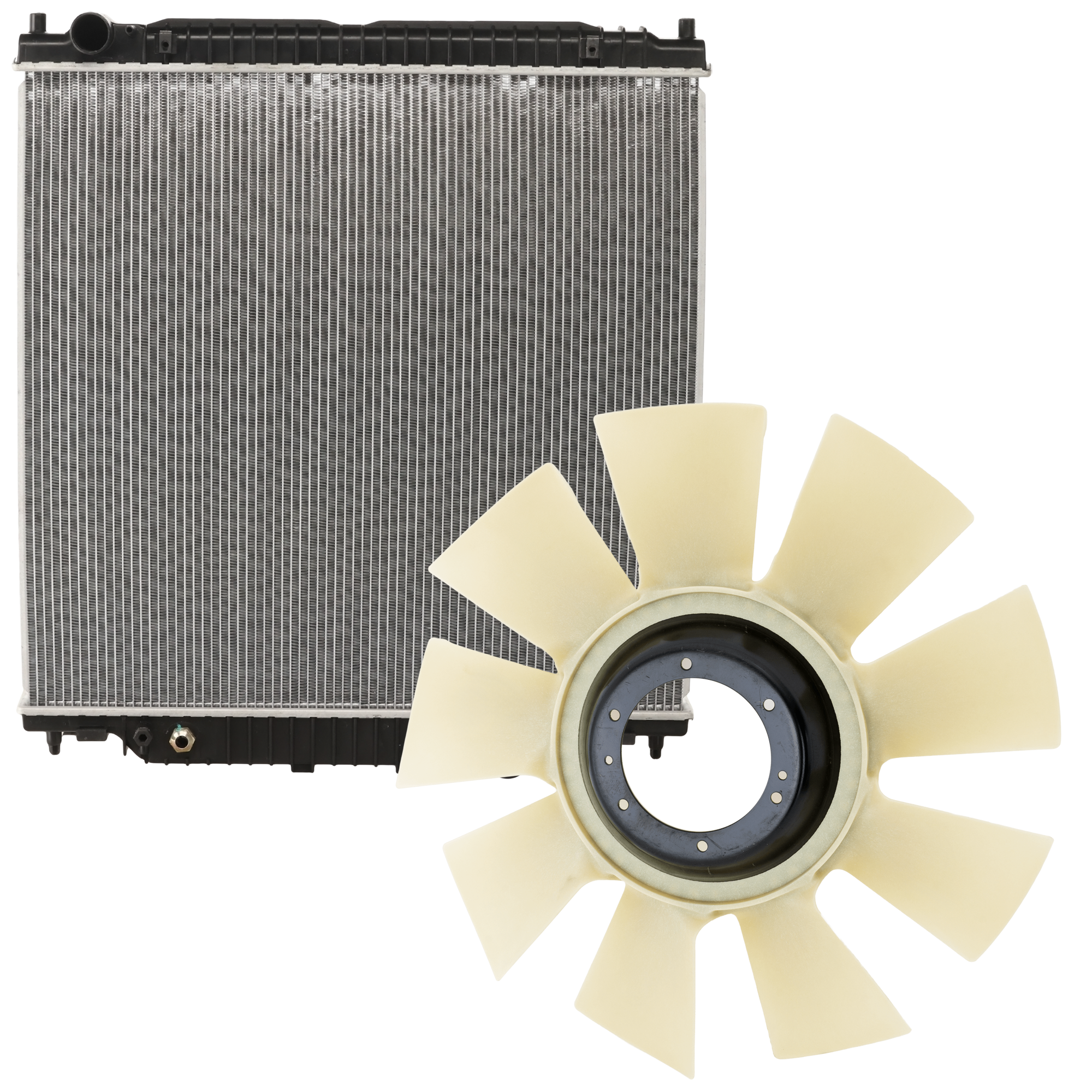 AM F 250 F 350 SUPER DUTY 05-07 RADIATOR 2 pc Kit 6.0L Diesel Engine includes Radiator Fan Blade SKU KIT 012126-09 Partslink FO3010282 FO3112119 OEM 6C3Z8005DA 3C3Z8600AB