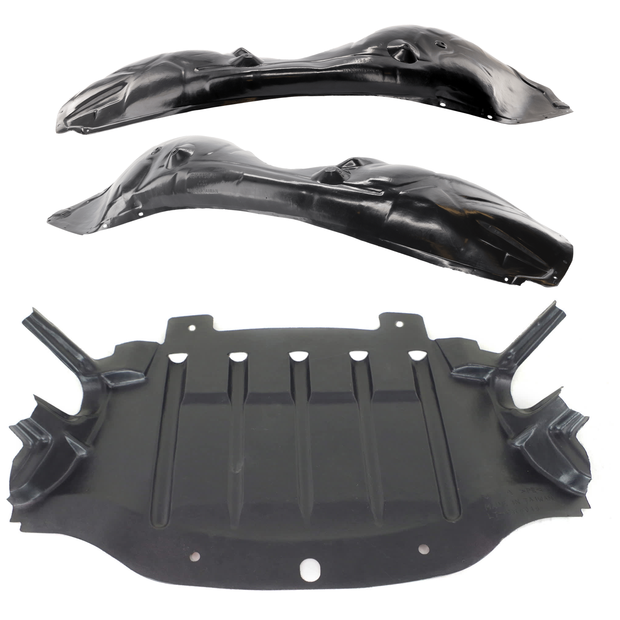 AM CHRYSLER 300-11-14 ENGINE SPLASH SHIELD 3 pc Kit Under Cover Center RWD includes Driver and Passenger Side Fender Liner SKU KIT 012126-11 OEM 68083326AC 68084288AG PFM 6808