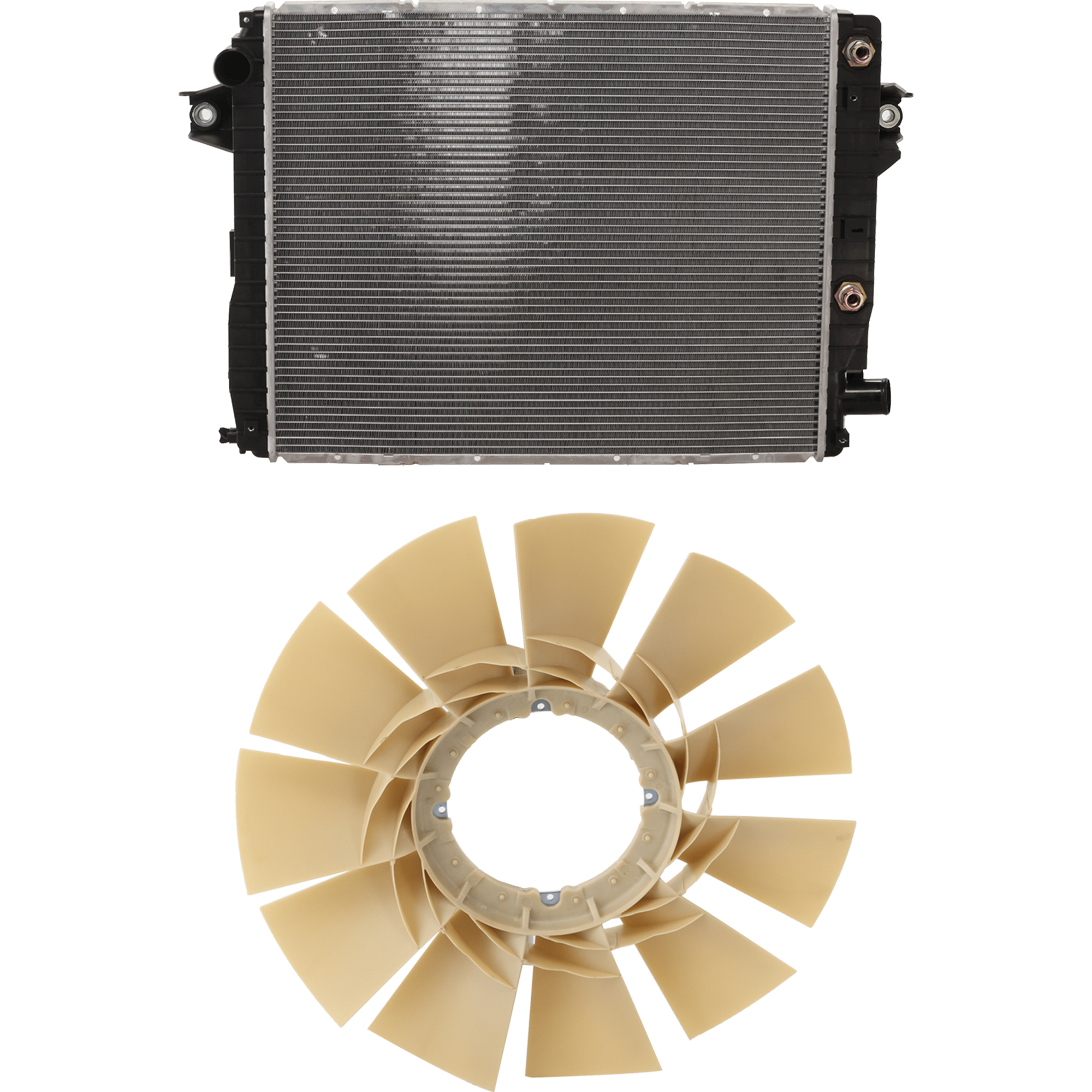 AM RAM 2500-3500 PICKUP 13-18 RADIATOR 2 pc Kit 6.7L Diesel Engine includes Radiator Fan Blade SKU KIT 012126-19 OEM 52014720AA 52014730AA
