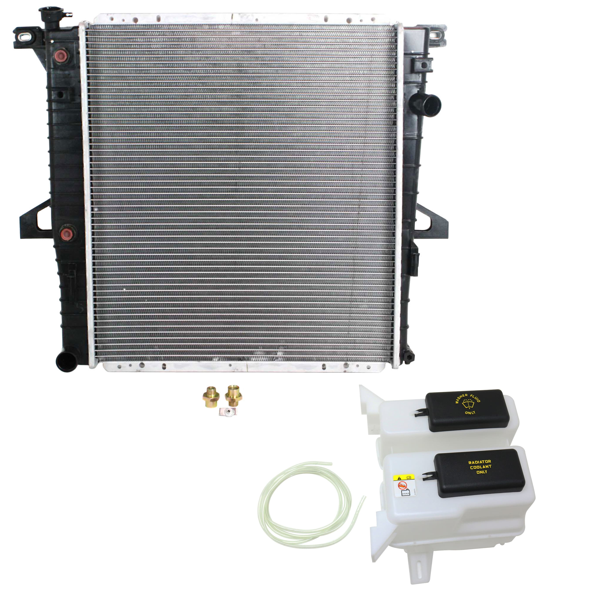 AM EXPLORER SPORT TRAC 01-02 RANGER 01-07 RADIATOR 2 pc Kit includes Coolant Reservoir SKU KIT 012126-24 Partslink FO3010151 FO1288165 OEM 6L5Z8005DA F77Z17618A PFM