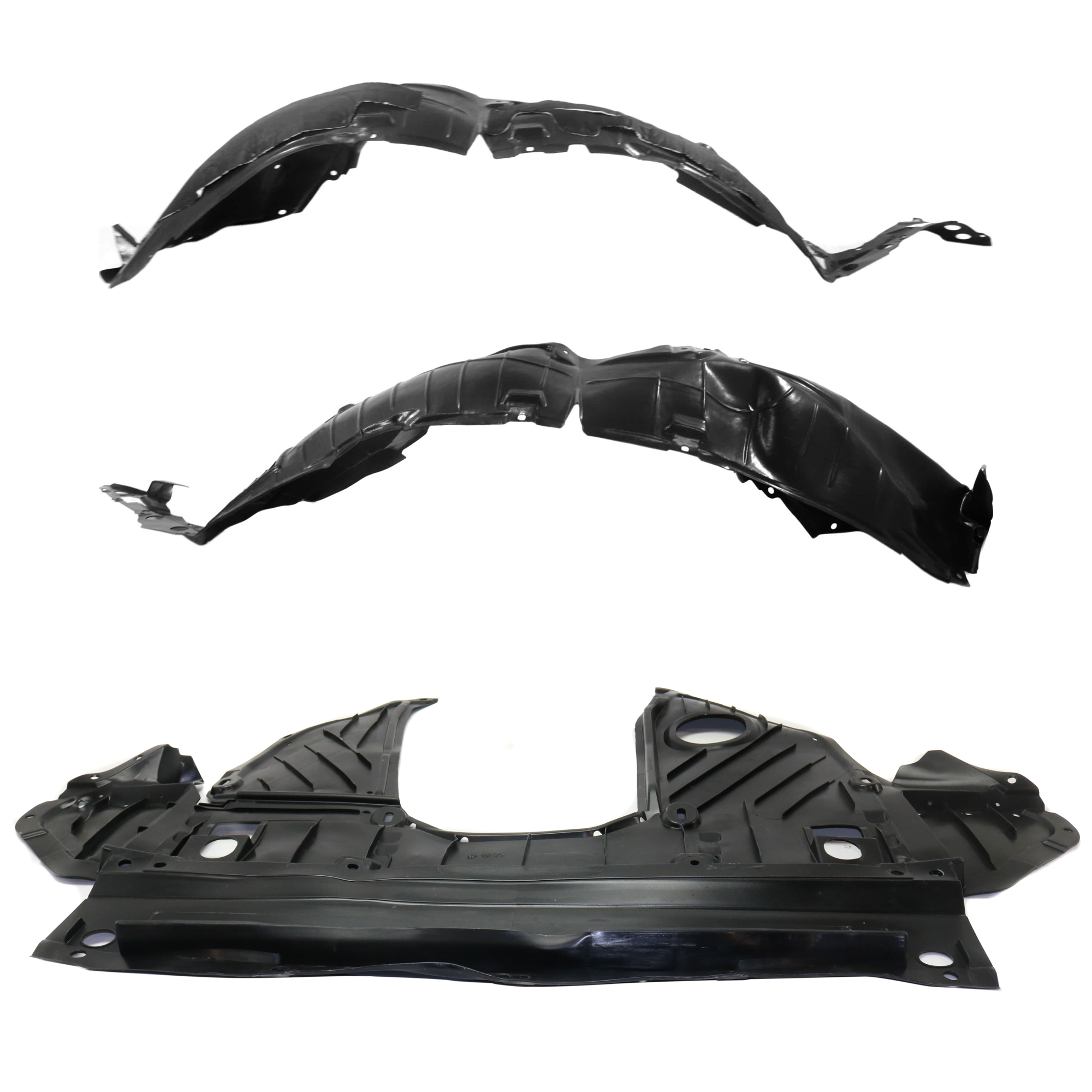AM MAXIMA 16-23 ENGINE SPLASH SHIELD 3 pc Kit Under Cover Front includes Driver and Passenger Side Fender Liner SKU KIT 012126-27 Partslink NI1228164 NI1249159 NI1248159 OEM 758909HS0A 638404RA1D PFM 6384