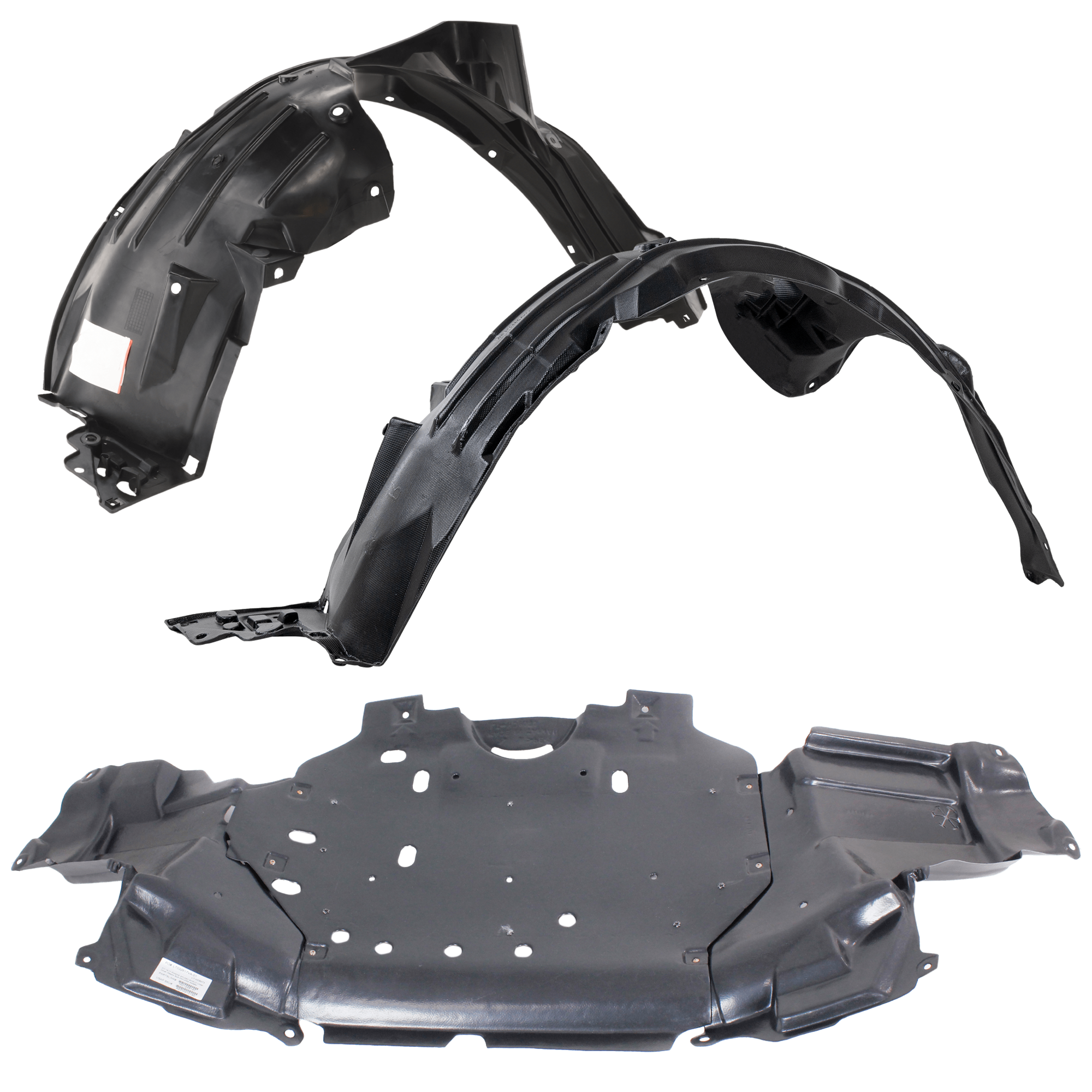 AM FIT 15-17 ENGINE SPLASH SHIELD 3 pc Kit Under Cover Front includes Driver and Passenger Side Fender Liner SKU KIT 012126-31 Partslink HO1228147 HO1228148 HO1249159 HO1248159 OEM 74110T5RA00-74110T5RA10-74100T