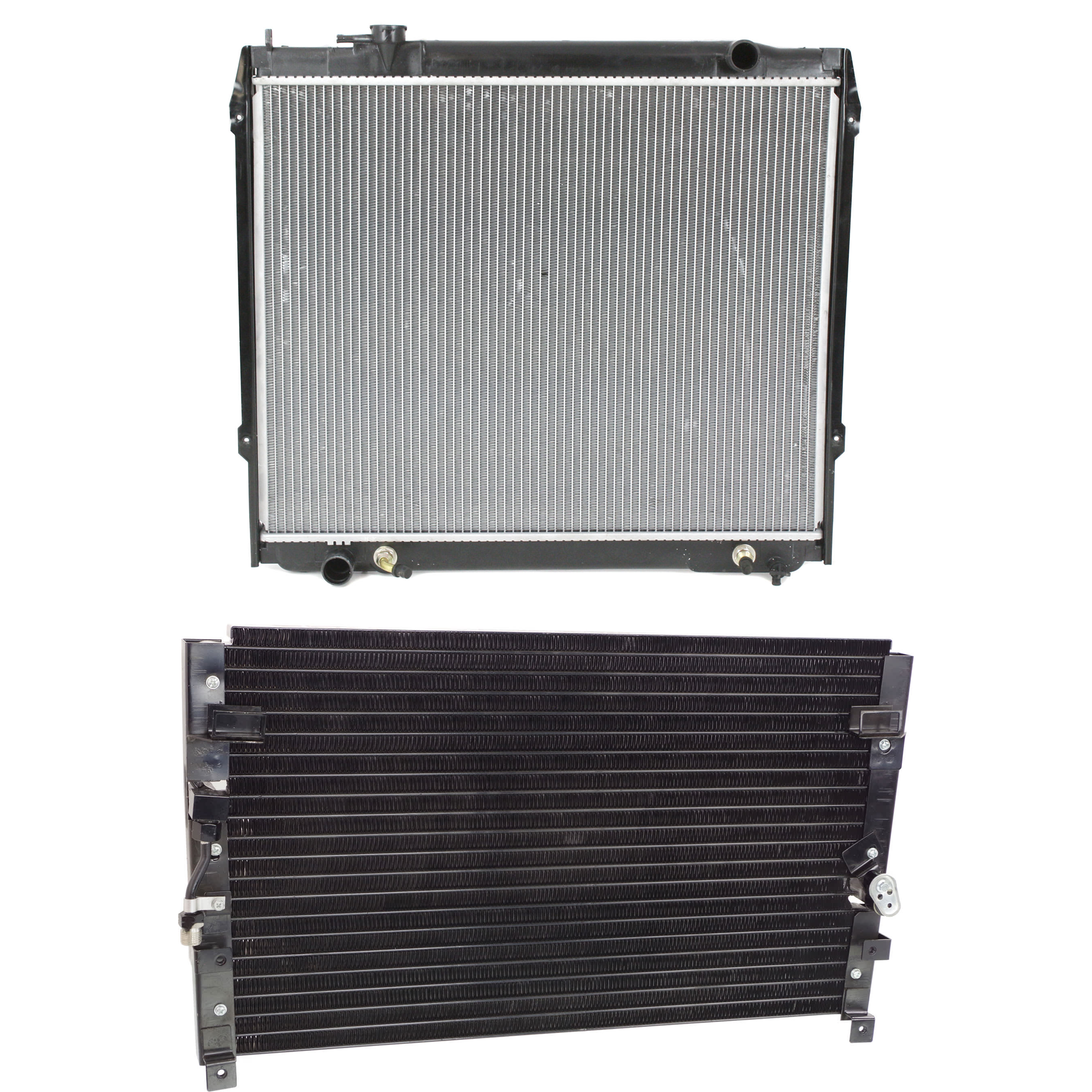 AM TACOMA 98-00 RADIATOR 2 pc Kit Automatic Transmission RWD 6 Cyl Exc. Pre Runner Model All Cab Types includes A C Condenser SKU KIT 012126-34 Partslink TO3010180 TO3030144 OEM 1641007061-8846104030