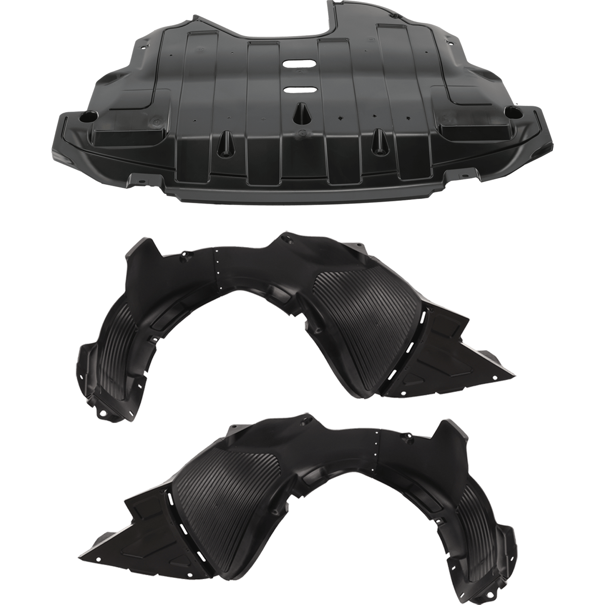 AM FORTE FORTE5-15-16 ENGINE SPLASH SHIELD 3 pc Kit Under Cover Front EX LX Models includes Driver and Passenger Side Fender Liner SKU KIT 012126-35 Partslink KI1228151 KI1249122 KI1248122 OEM 29110A7300-86812A7000-86811A70