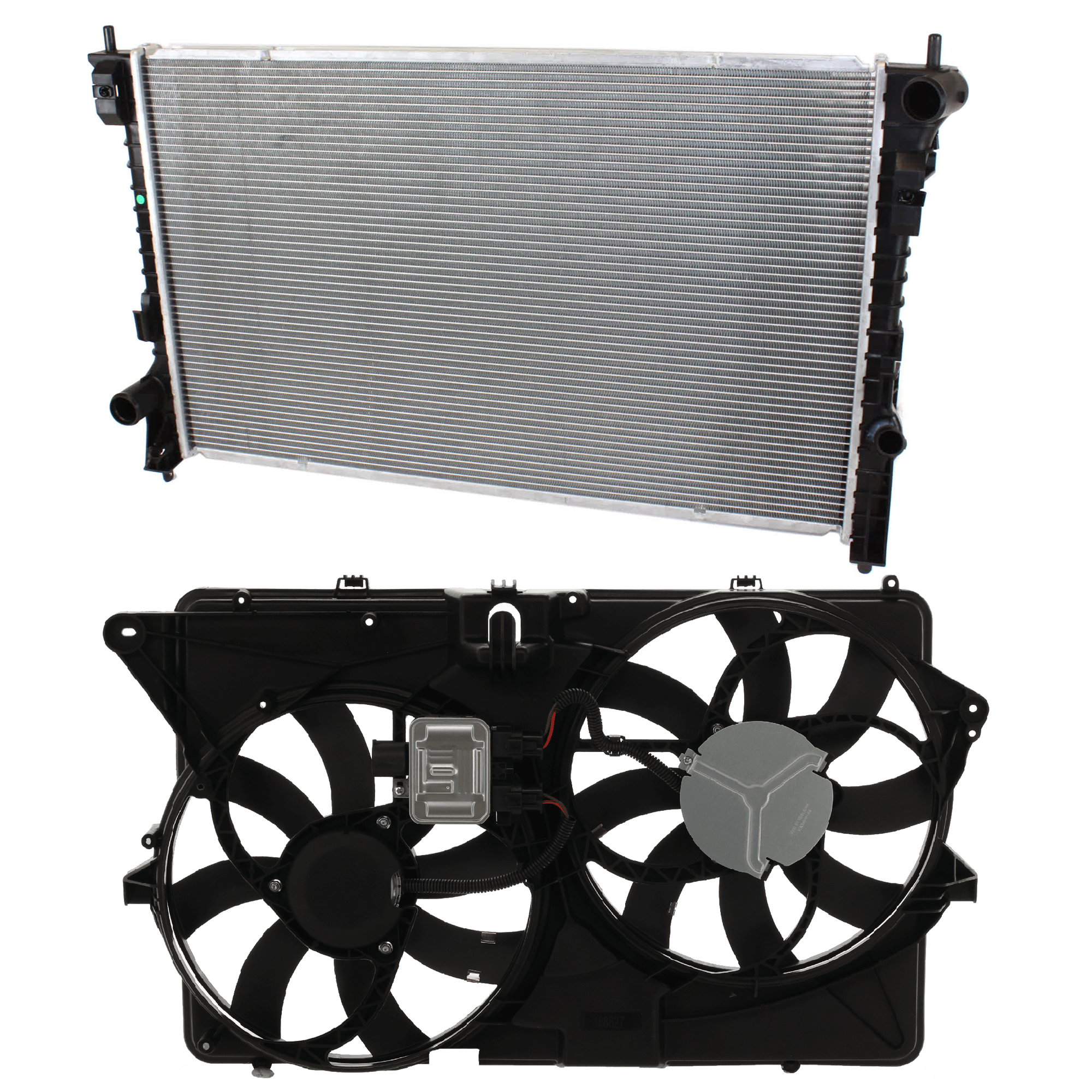 AM FLEX 09-09 RADIATOR 2 pc Kit 3.5L Non turbo Engine includes Radiator Fan SKU KIT 012126-38 Partslink FO3010276 FO3115192 OEM 7T4Z8005A 8A8Z8C607C 8A8Z8C607