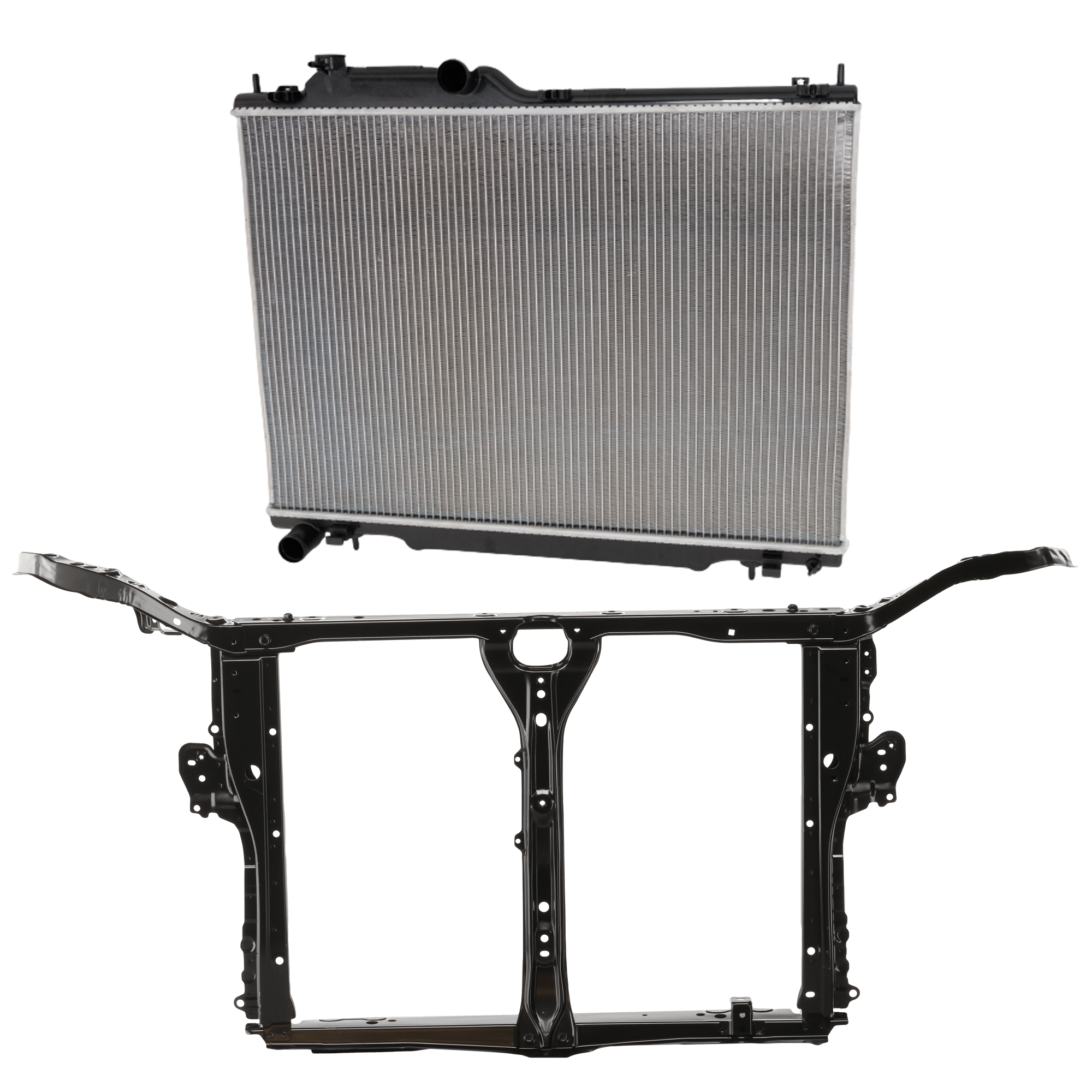 AM ASCENT 19-25 RADIATOR SUPPORT 2 pc Kit Assembly 2.4L Turbocharged Engine includes Radiator SKU KIT 012126-46 Partslink SU1225160C SU3010668 OEM 45111XC00A 53029XC00B9P
