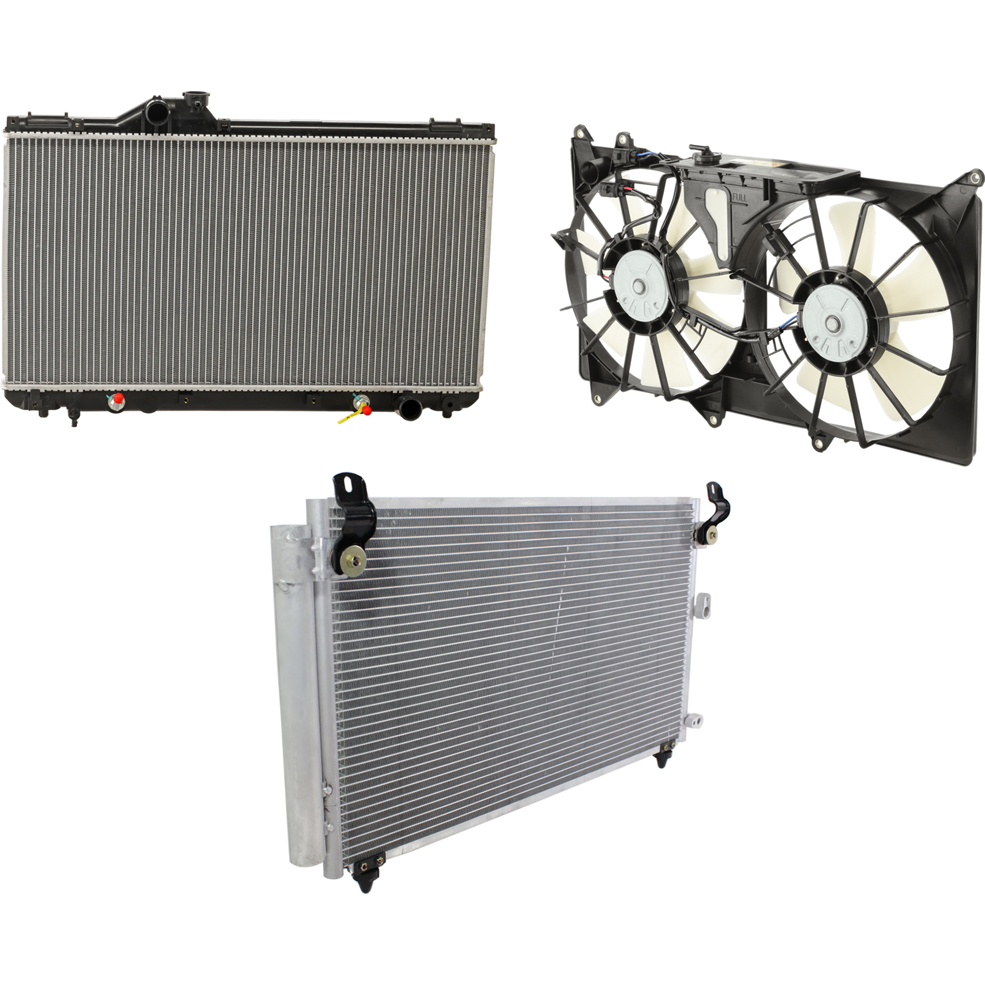 AM IS300-01-05 RADIATOR 3 pc Kit includes A C Condenser and Radiator Fan SKU KIT 012126-49 Partslink LX3010105 LX3030104 LX3120100 OEM 1640046561-8846053010-16363461