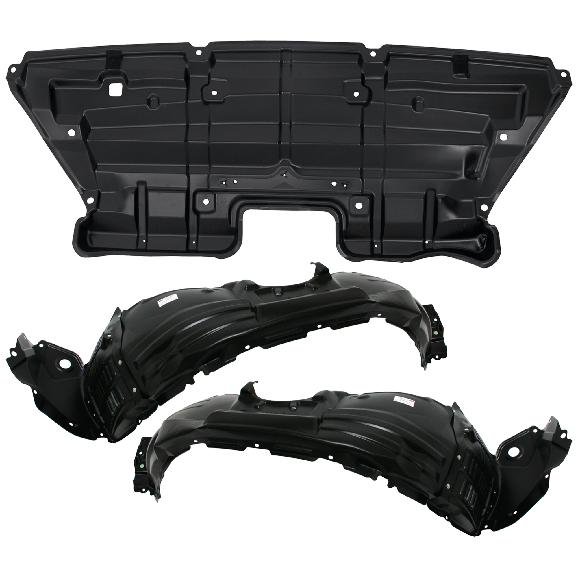 AM HIGHLANDER 09-10 ENGINE SPLASH SHIELD 3 pc Kit Under Cover Front 2.7L Engine includes Driver and Passenger Side Fender Liner SKU KIT 012126-56 Partslink TO1228182 TO1248151 TO1249150 OEM 514410E050-538060E040-538050E0