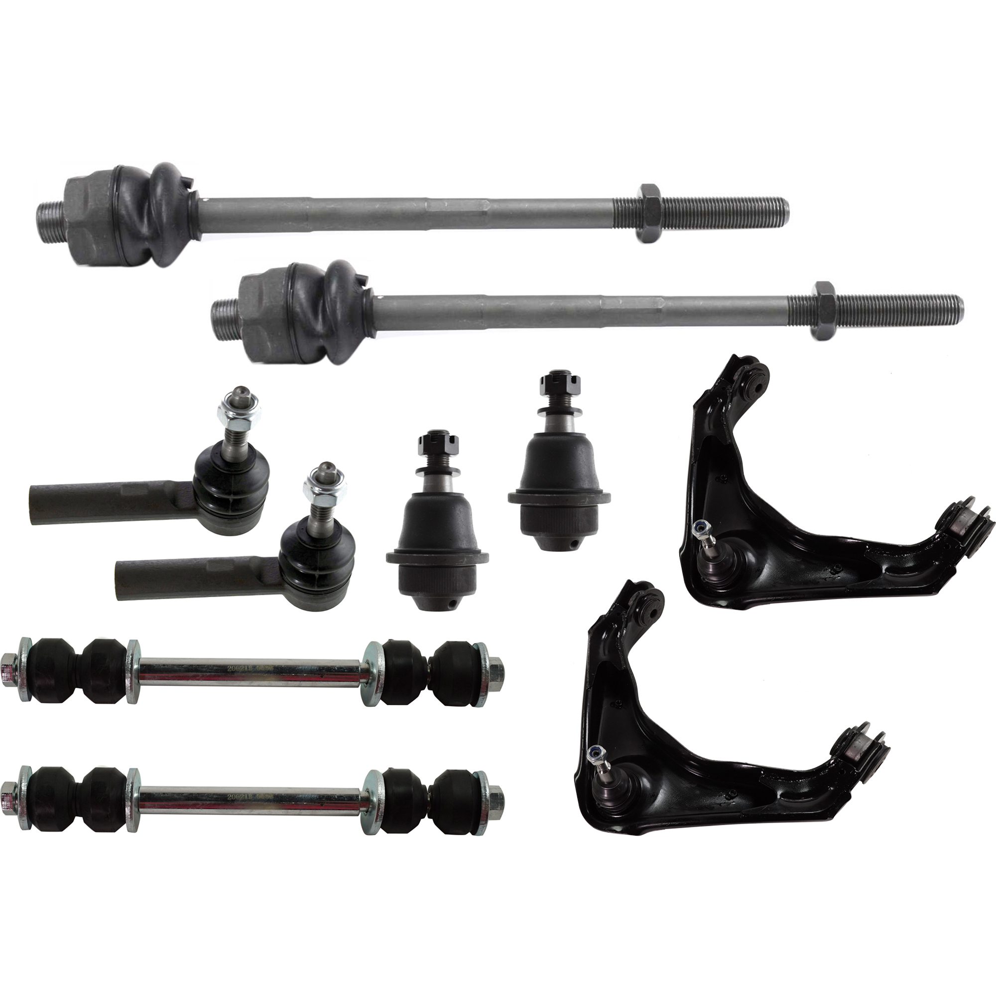 AM SILVERADO SIERRA P U 01-10 FRONT CONTROL ARM KIT RH AND LH Upper w ball joint s 10 pc Kit with Ball Joint Sway Bar Link and Tie Rod End SKU KIT 012214-01 OEM 114327-2601529-2601654-5051