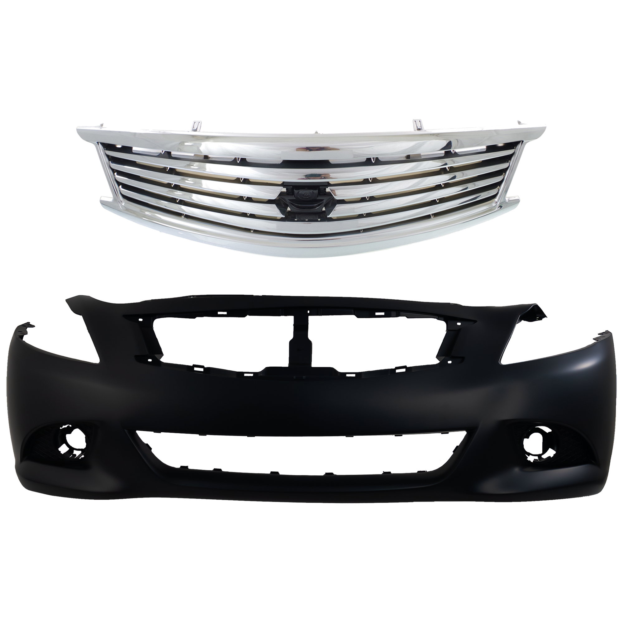 AM G37-10-13 G25-11-12 FRONT BUMPER COVER 2 pc kit with Grille Assembly SKU KIT 012224-18 Partslink IN1000246 IN1200117 OEM FBM221NF0H 623101NF1A