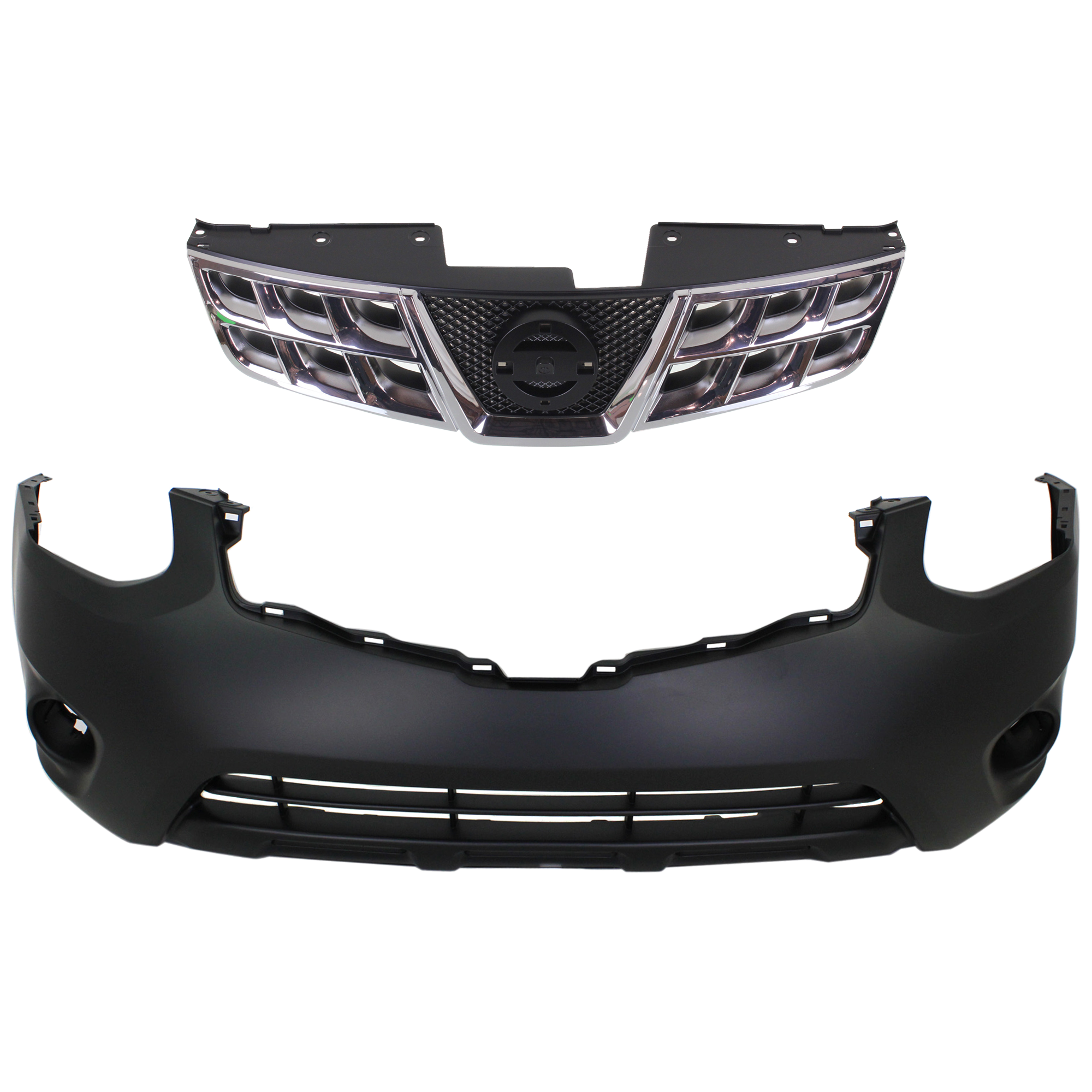 AM ROGUE 11-13 ROGUE SELECT 14-15 FRONT BUMPER COVER 2 pc kit with Grille Assembly SKU KIT 012224-19 Partslink NI1000277 NI1200249 OEM 620221VK0H 623101VK0A