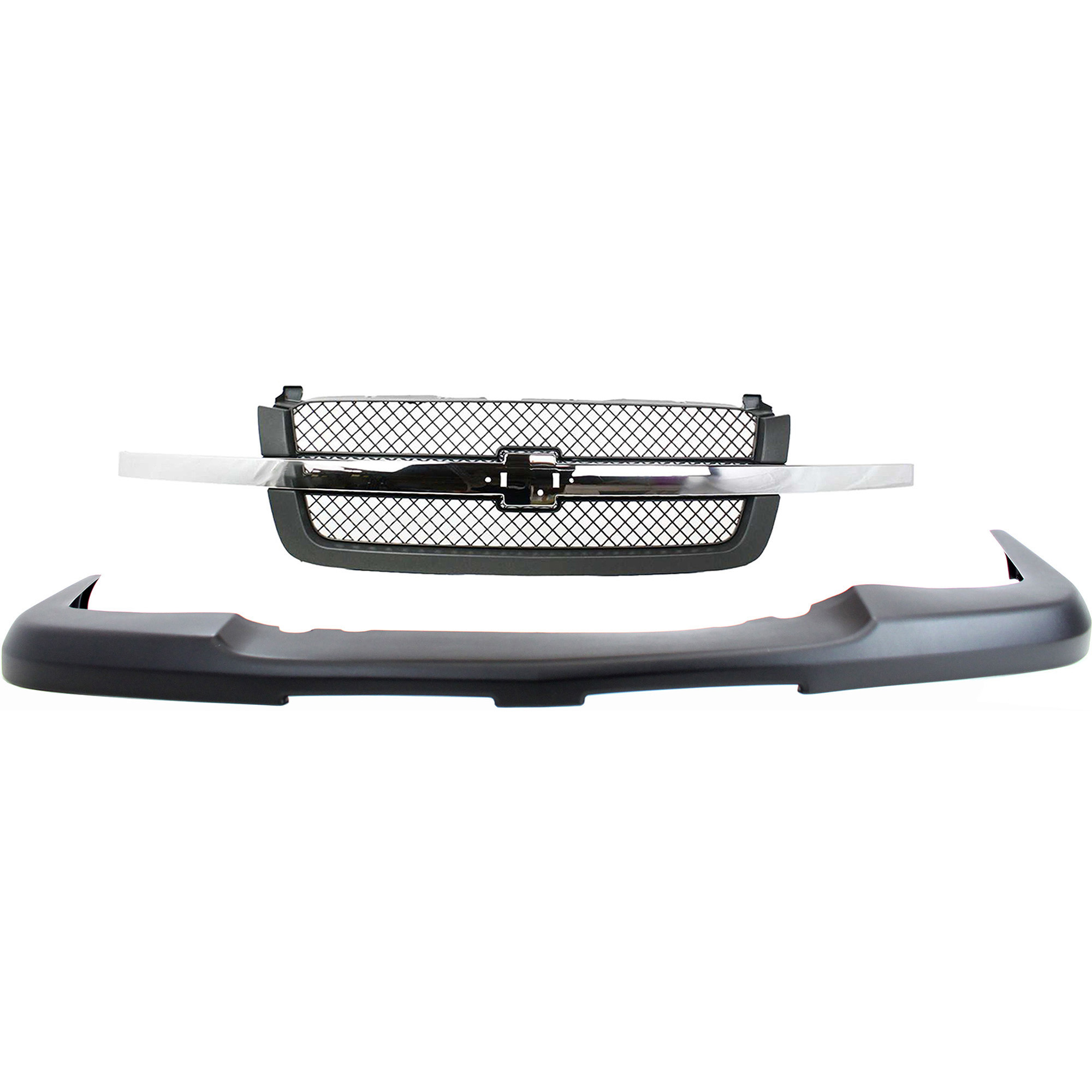 AM SILVERADO 1500-2500-03-06 FRONT BUMPER COVER Upper 2 pc kit Textured Black w Grille Assembly Includes 2007 Silverado 1500 Classic SKU KIT 012224-20 Partslink GM1051110 GM1200474 OEM 15139805-88968933