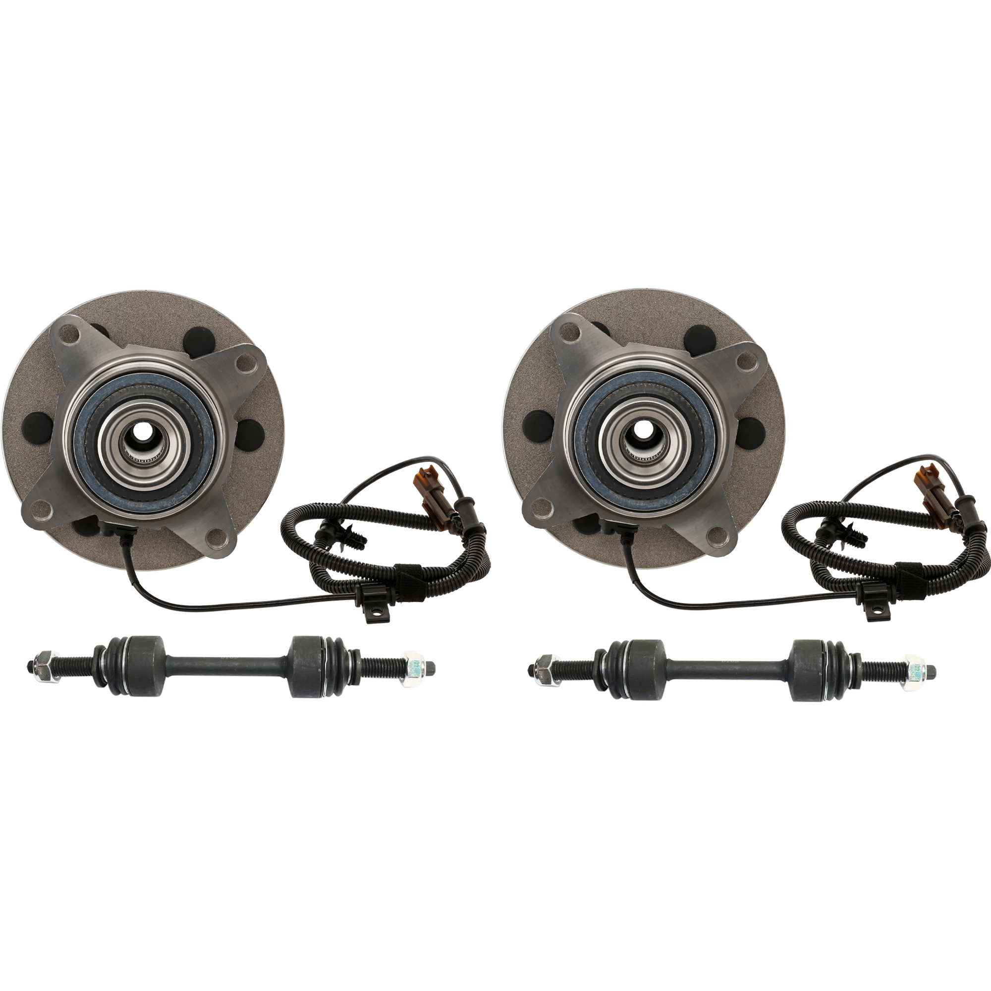 AM F 150-15-17 FRONT HUB ASSEMBLY RH AND LH 6 Lugs w ABS Tapered Bearing Type 4WD 4 pc Kit w Sway Bar Link SKU KIT 012225 C109 OEM 2653103-5451817-18750362-45G10